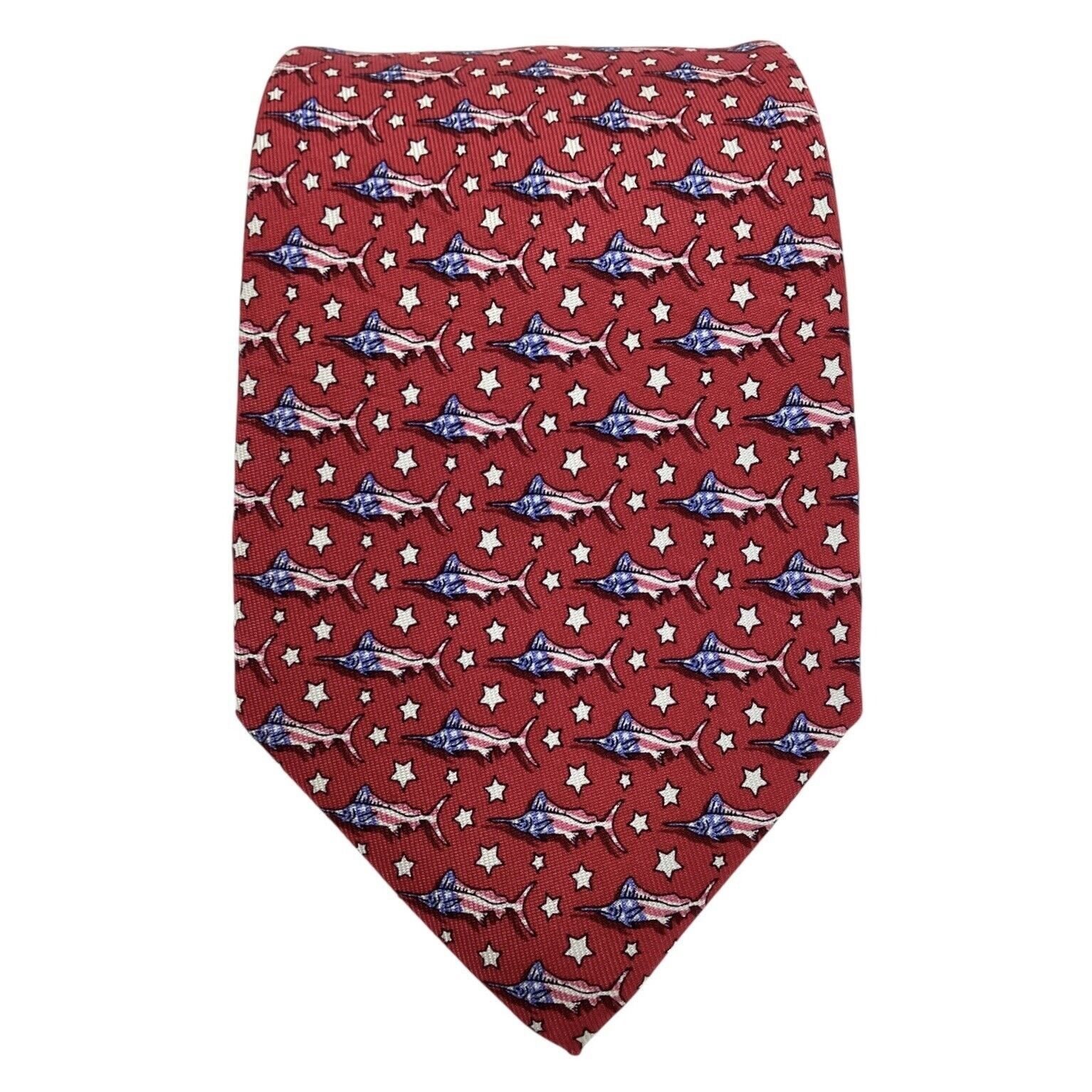 Vineyard Vines VINEYARD VINES Red Marlin With American Flags Silk Tie H.MIn Size ONE SIZE - 5 Thumbnail