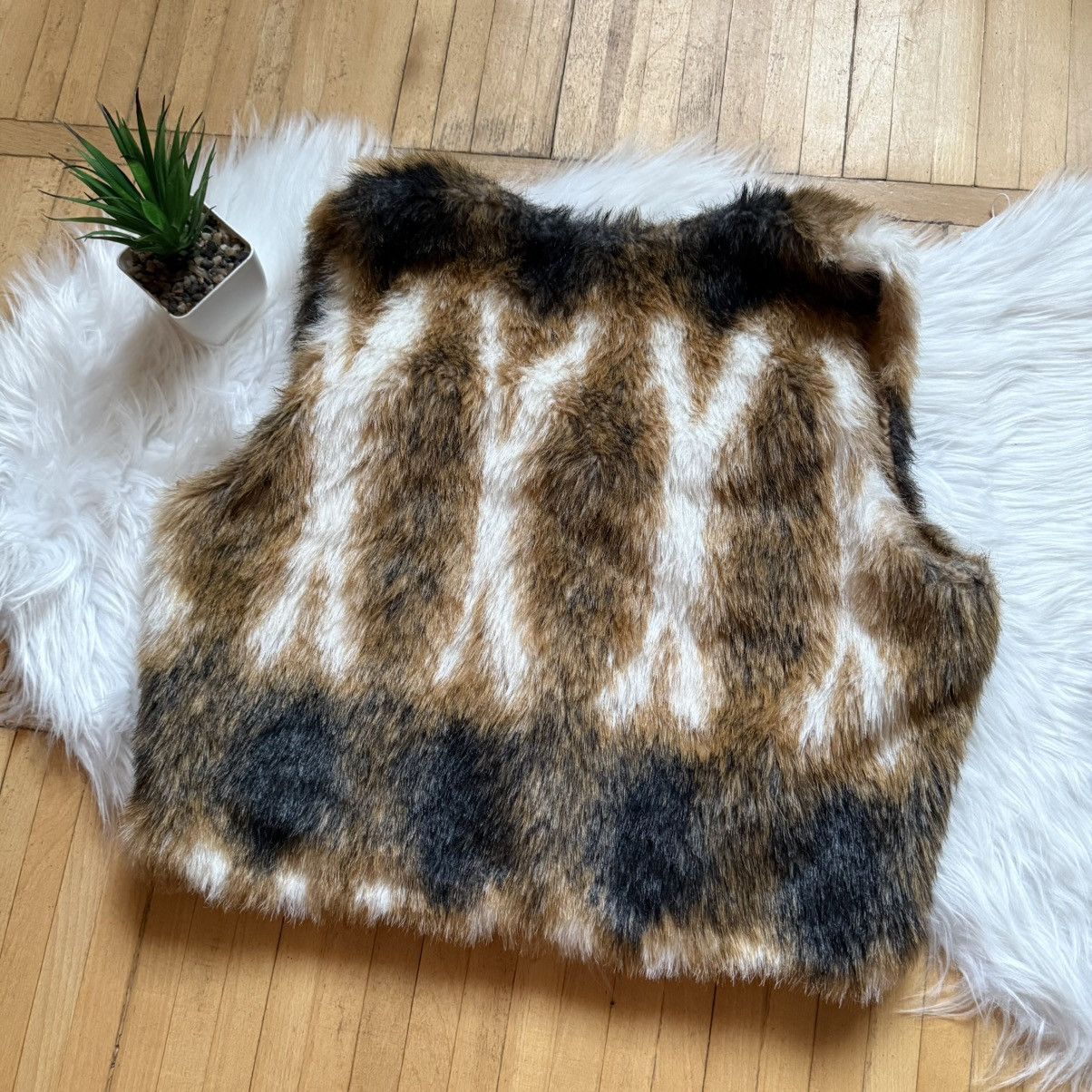 Hysteric Glamour 📌 Vintage Crazy Faux Fur Y2K Vest Animal Print Size XL / US 12-14 / IT 48-50 - 9 Thumbnail