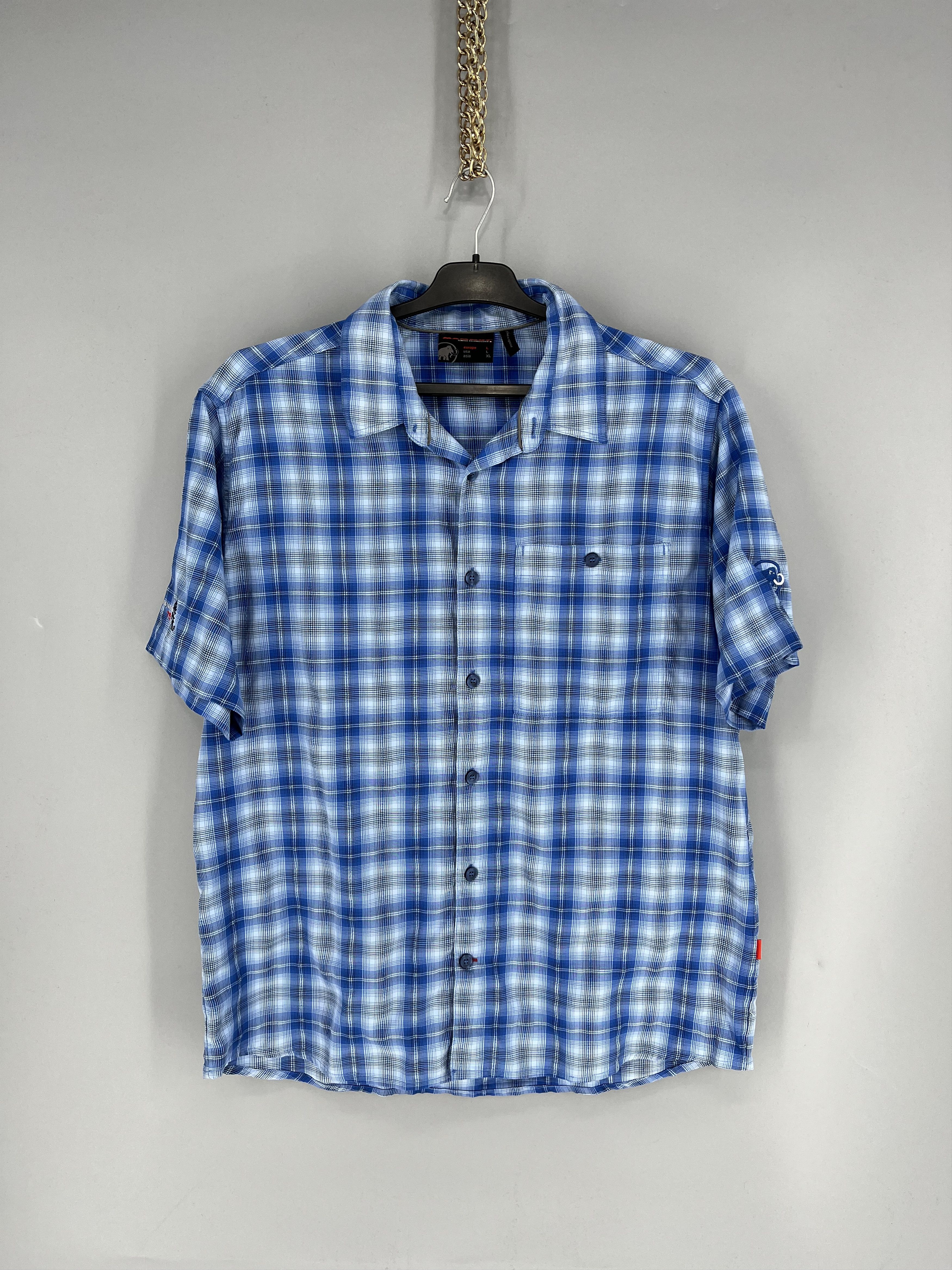 Mammut Mammut Mens L Blue Plaid Short Sleeve Button Up Shirt Shirt Size US L / EU 52-54 / 3 - 1 Thumbnail