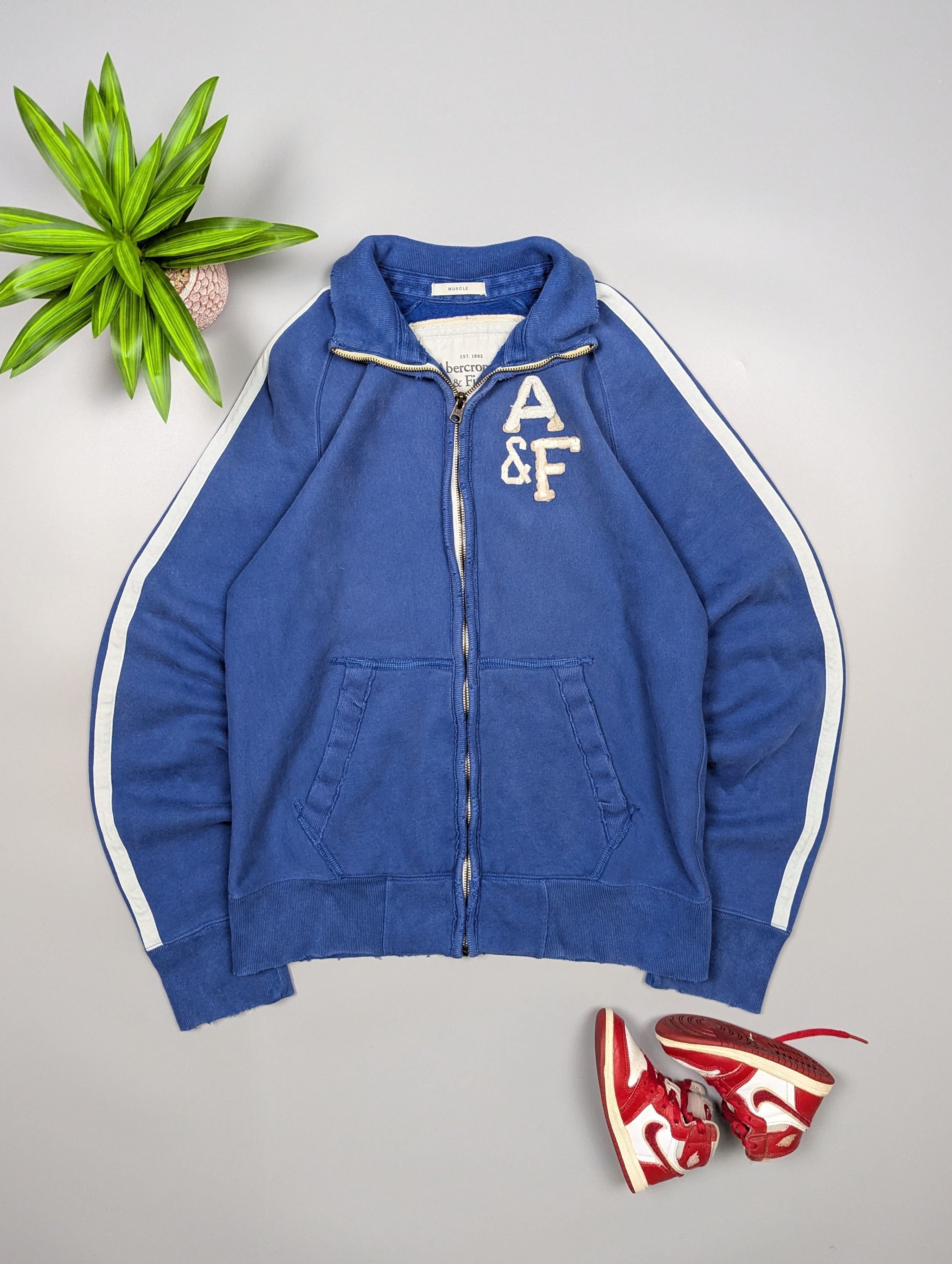 Abercrombie & Fitch Abercrombie&Fitch Men’s L Blue Zip Hoodie Sweatshirt Size US L / EU 52-54 / 3 - 1 Thumbnail