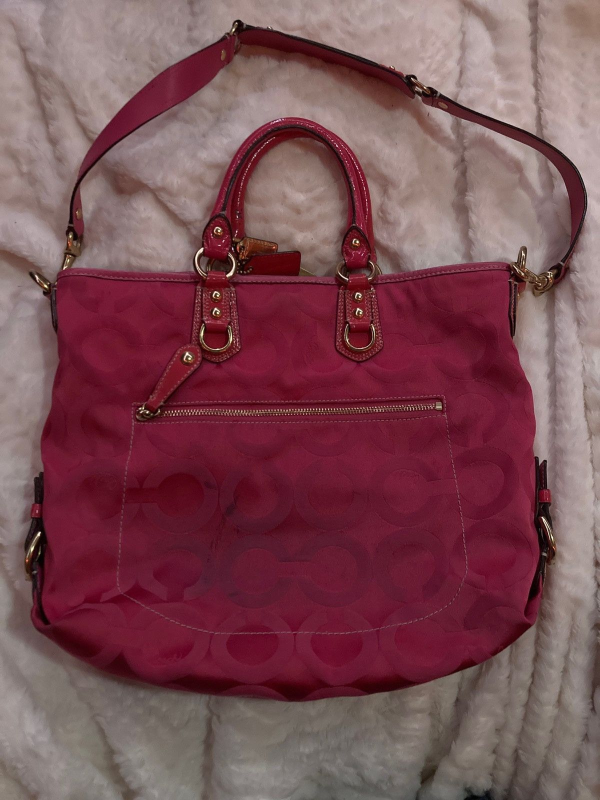 Coach Coach Pink Satchel Logo Pattern Gold Hardware Size ONE SIZE - 3 Thumbnail
