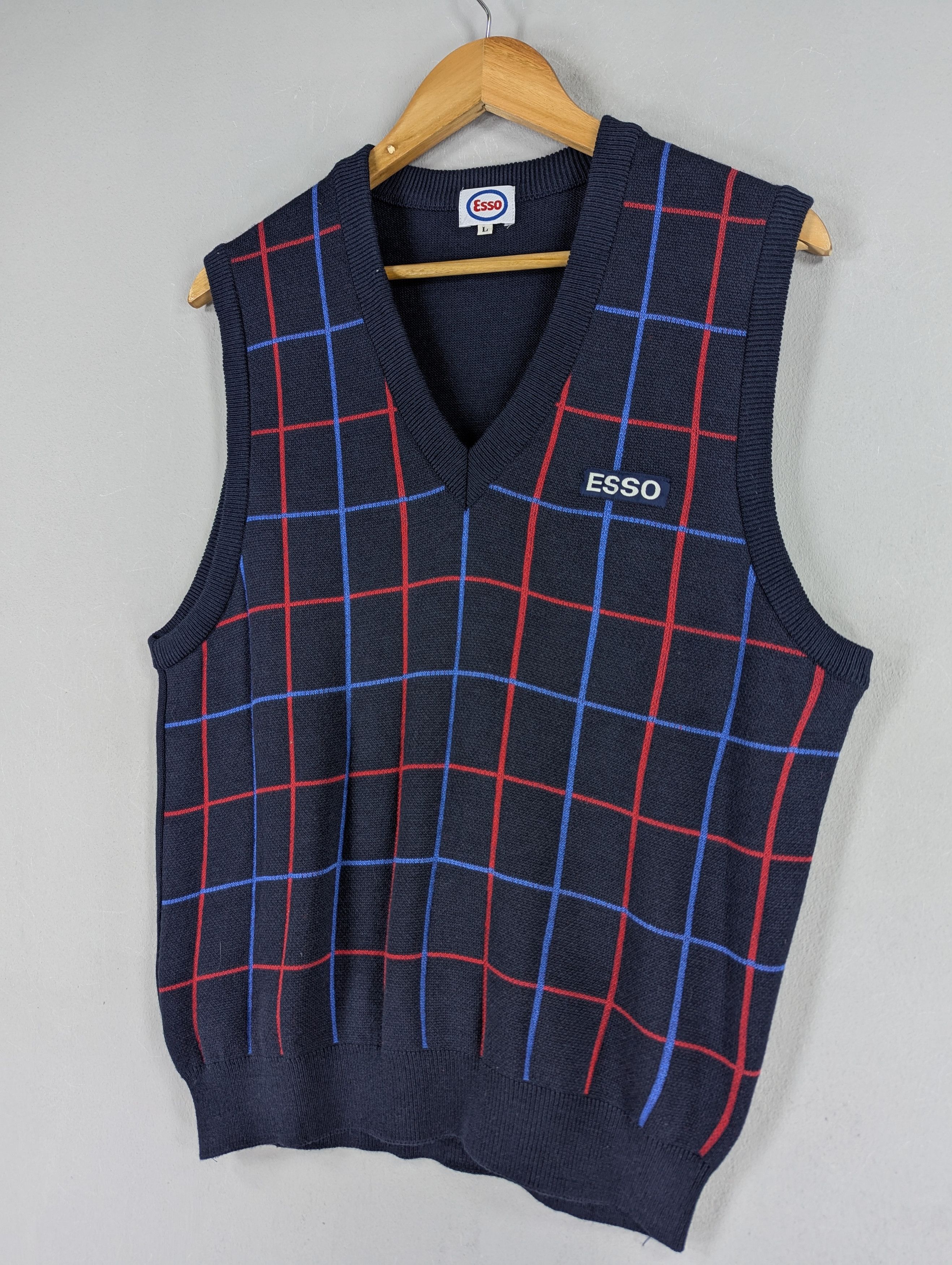 Japanese Brand Vintage 90s Esso Oil Acrylic Vest Jacket Size US M / EU 48-50 / 2 - 2 Thumbnail