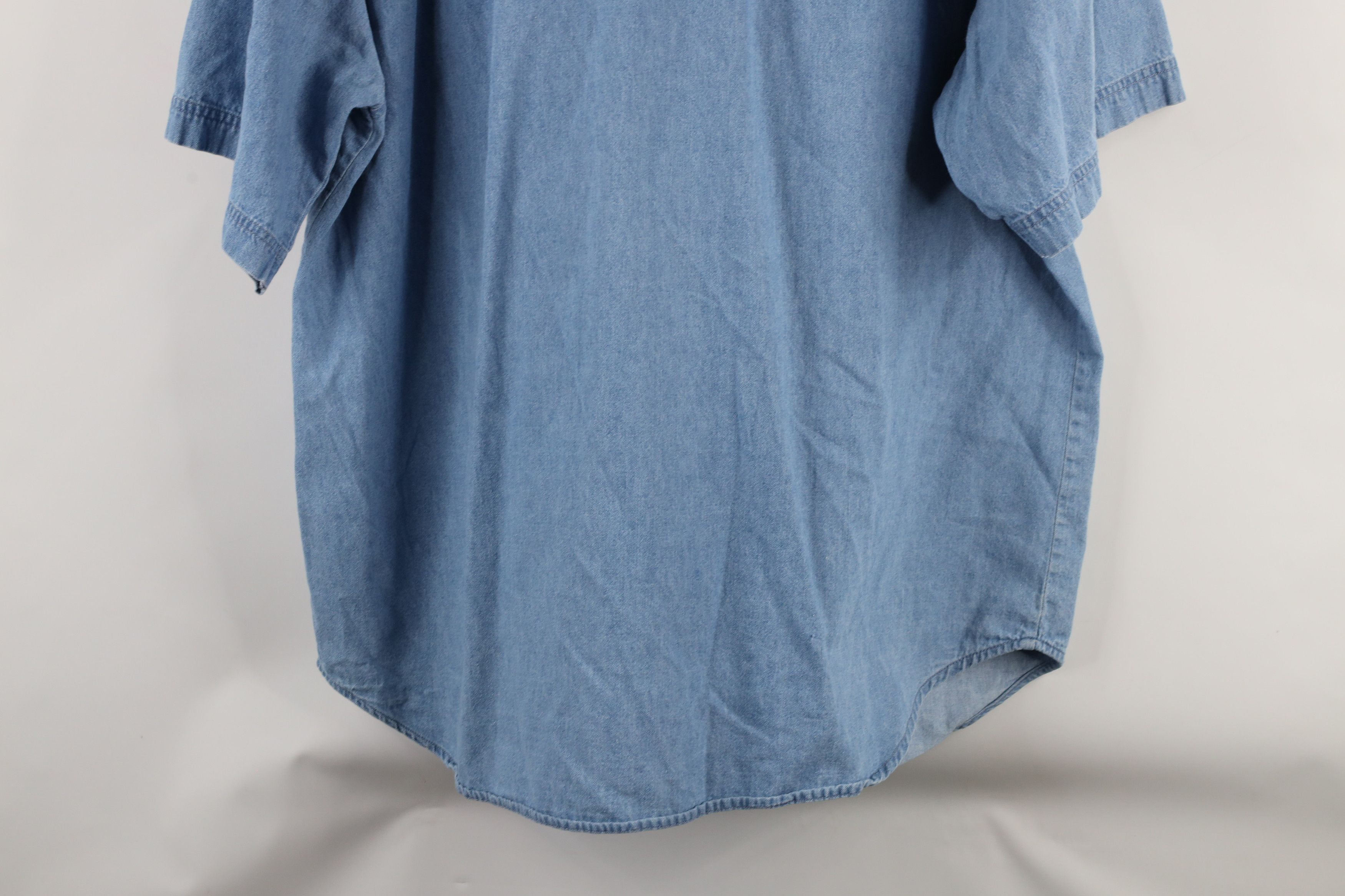 Vintage Vintage 90s Streetwear Short Sleeve Denim Jean Button Shirt Size US XXL / EU 58 / 5 - 12 Thumbnail