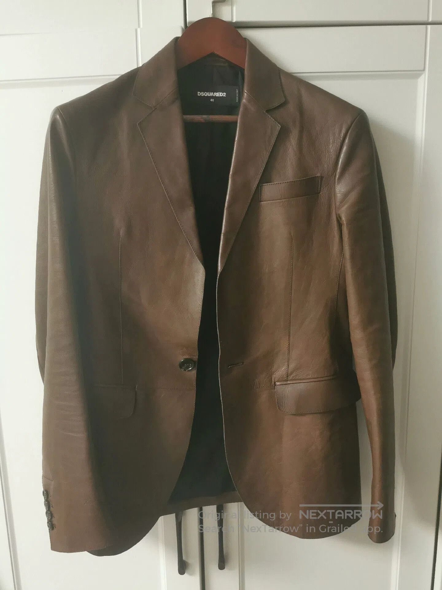 Dsquared2 Classic Dsquared2 Brown Leather Blazer. Size US M / EU 48-50 / 2 - 1 Thumbnail