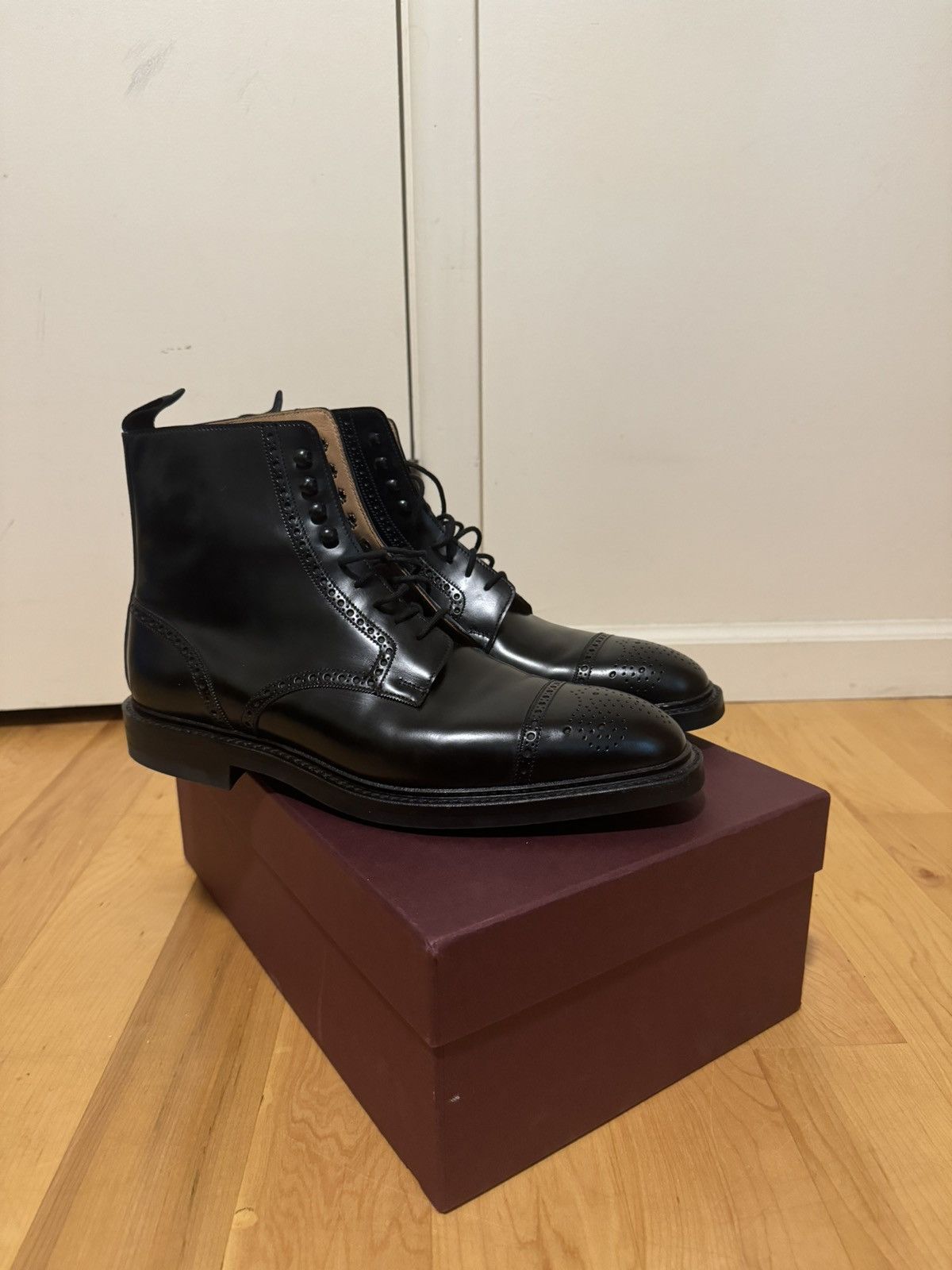 image of George Cleverley Toby Black Calvary Calf Shoes, Men's (Size 10)
