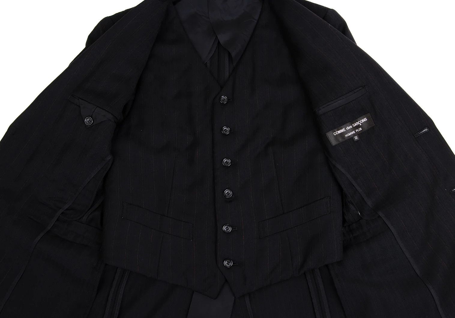 Comme des Garcons Homme Plus Layered Stripe Jacket in Black and Red, Size XS Size US XS / EU 42 / 0 - 13 Thumbnail
