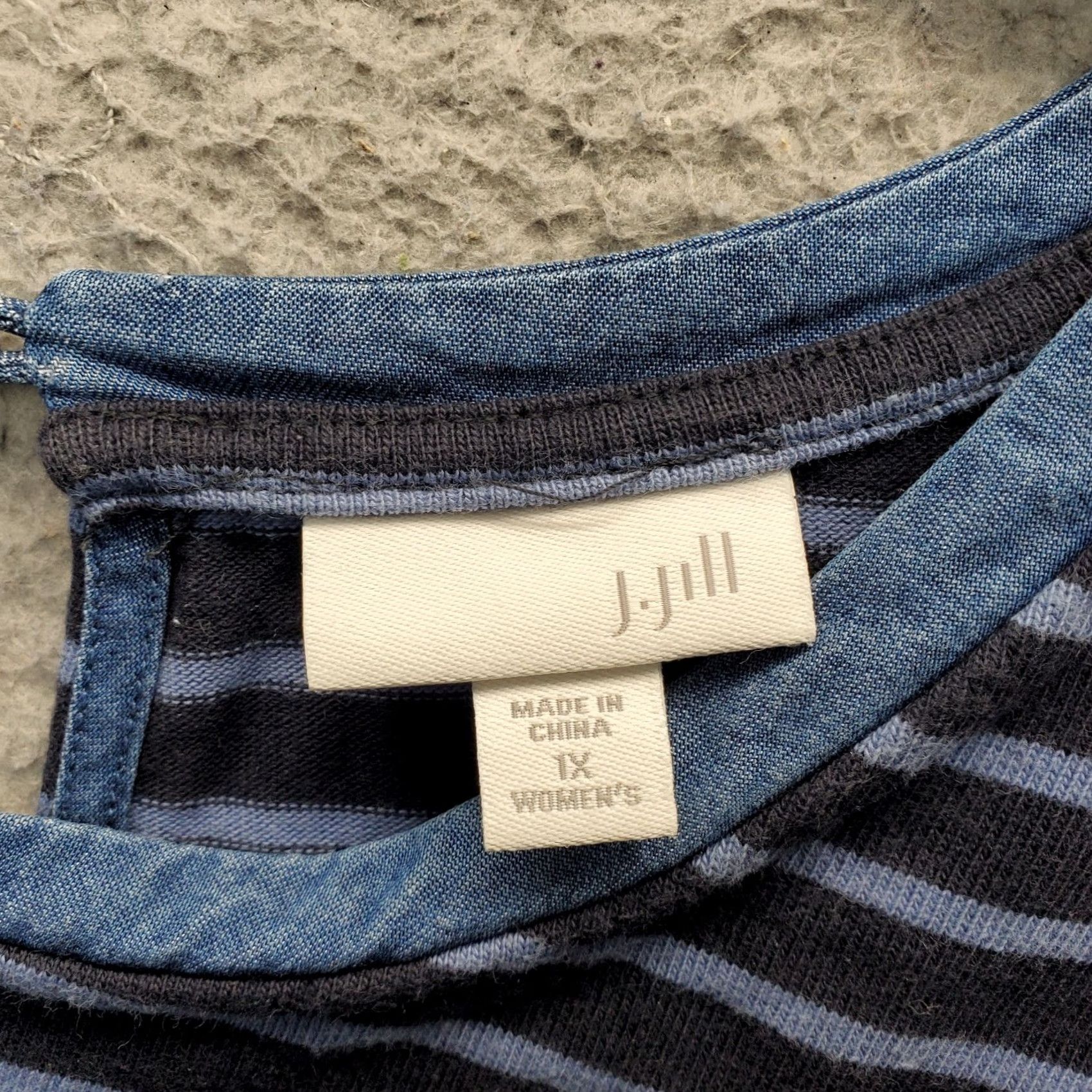 J. Jill J. Jill Womens T-Shirt Dress 1X Multicolor Striped 3/4 Sleeve Round Hem Keyhole Back Midi Shirt Dress Size XL / US 12-14 / IT 48-50 - 5 Thumbnail