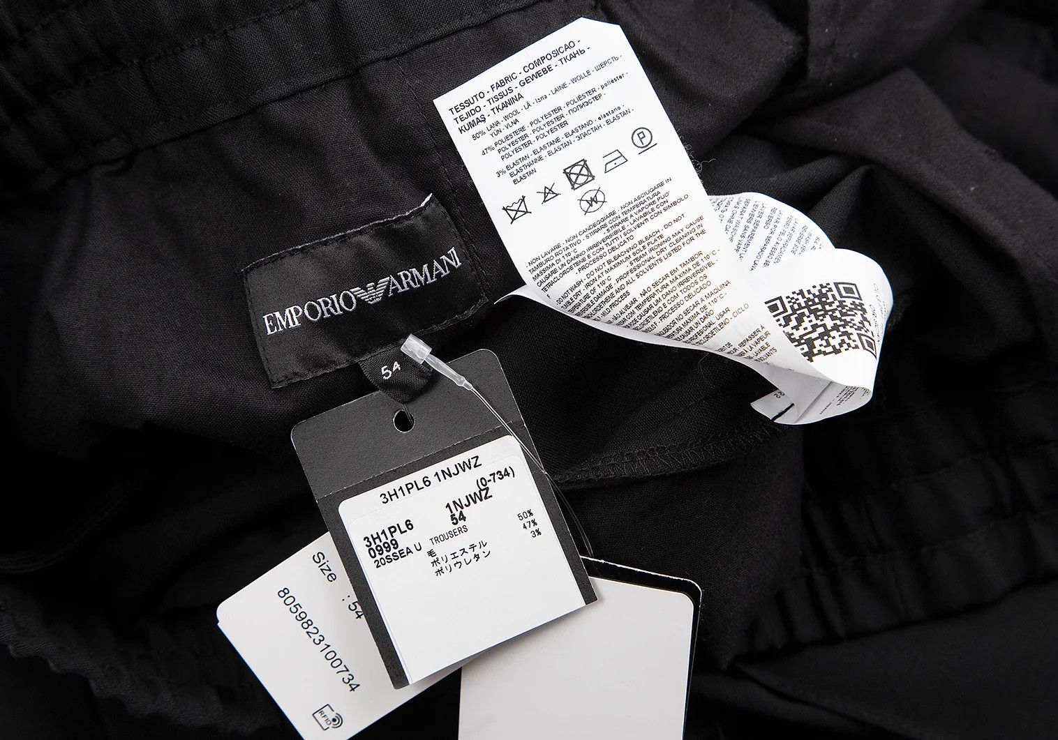 Emporio Armani Wool Blend Stretch Center Tuck Pants in Black Size 54 Size US 36 / EU 52 - 13 Thumbnail