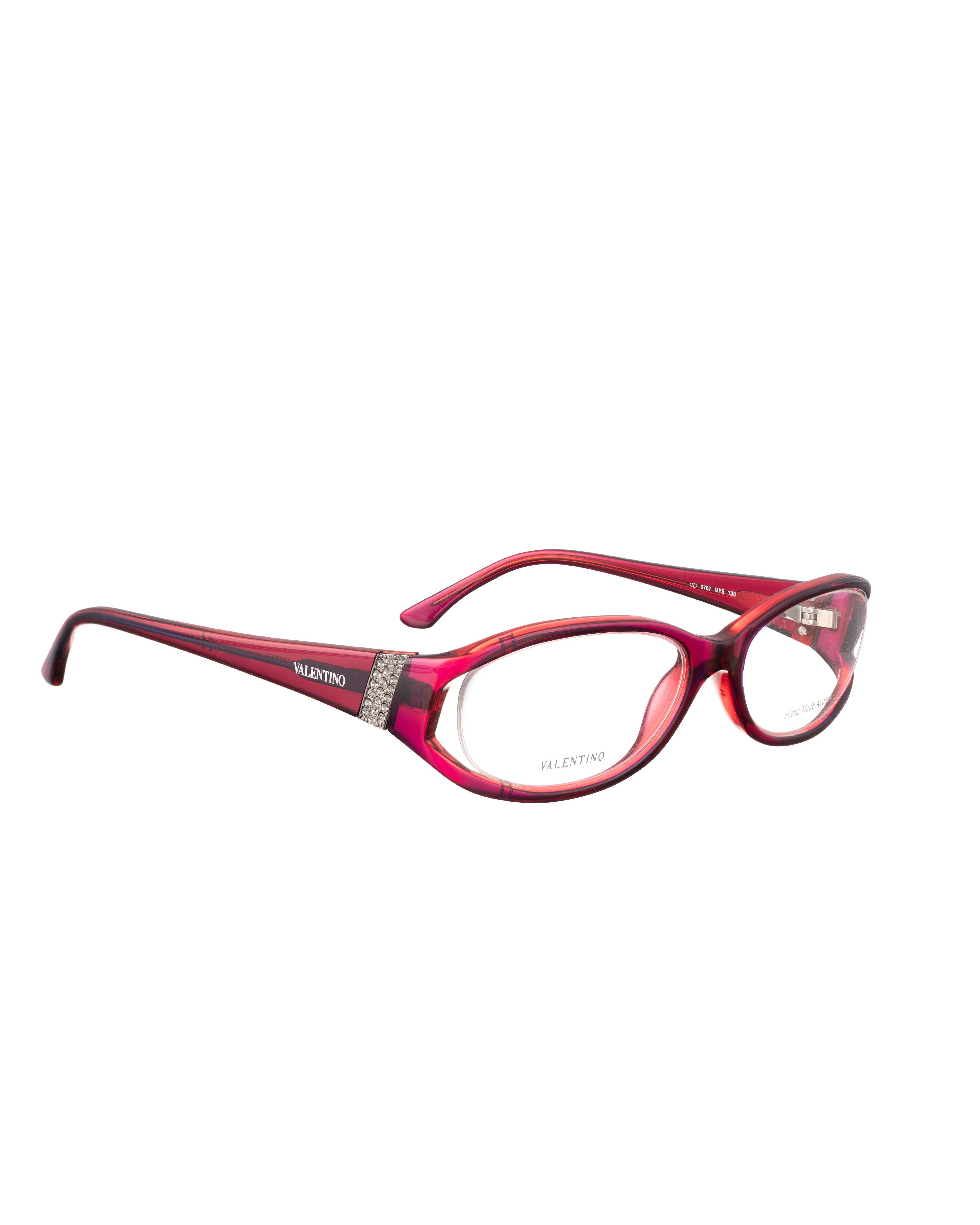 Valentino Valentino 00s Burgundy Oval Glasses with Rhinestones Size ONE SIZE - 1 Thumbnail