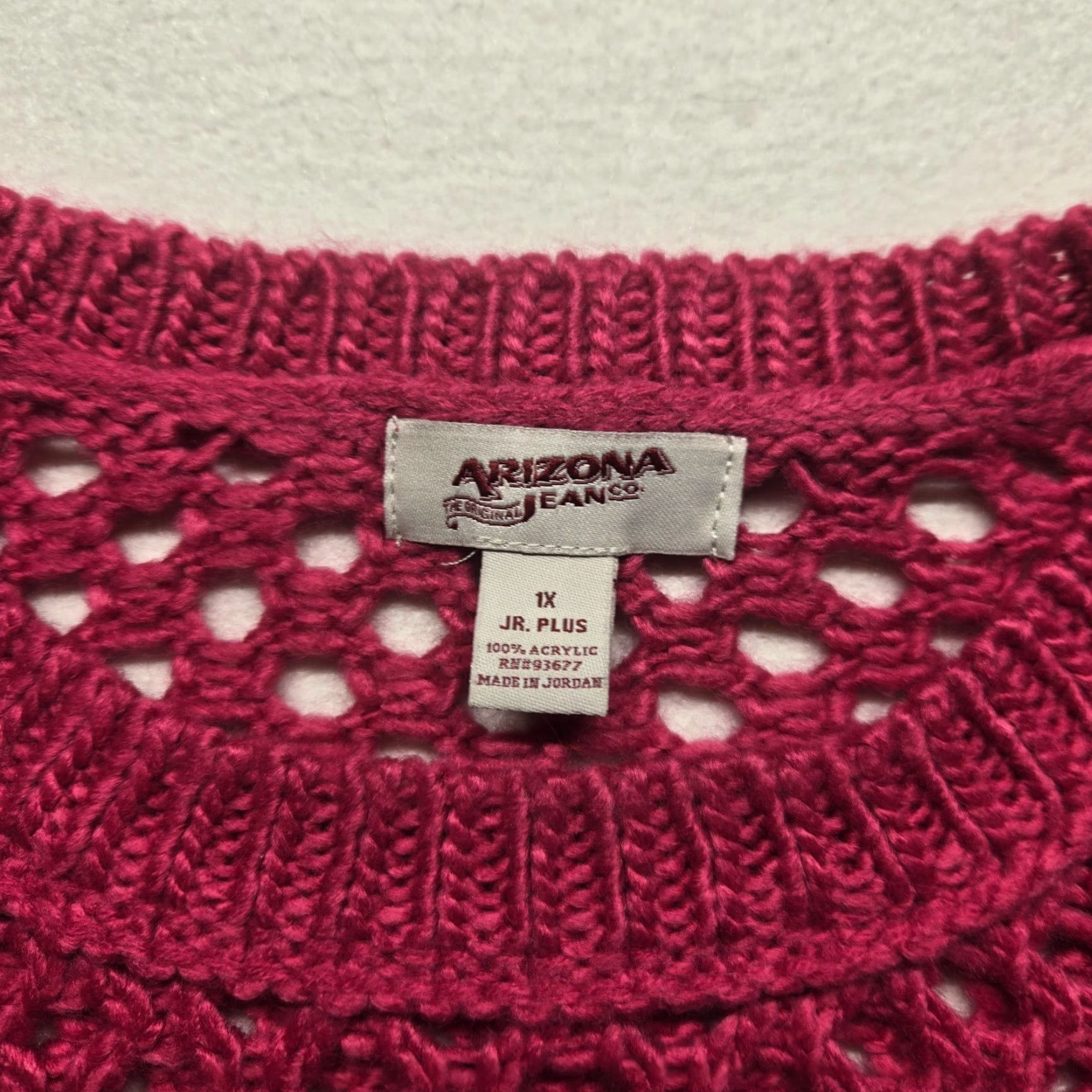 Vintage Arizona Jean Red Knit Boxy Long Sleeve Sweater 1X JR. Plus Top Pullover Acrylic Knit Women’s Casual 20s Vintage? Size XL / US 12-14 / IT 48-50 - 2 Thumbnail