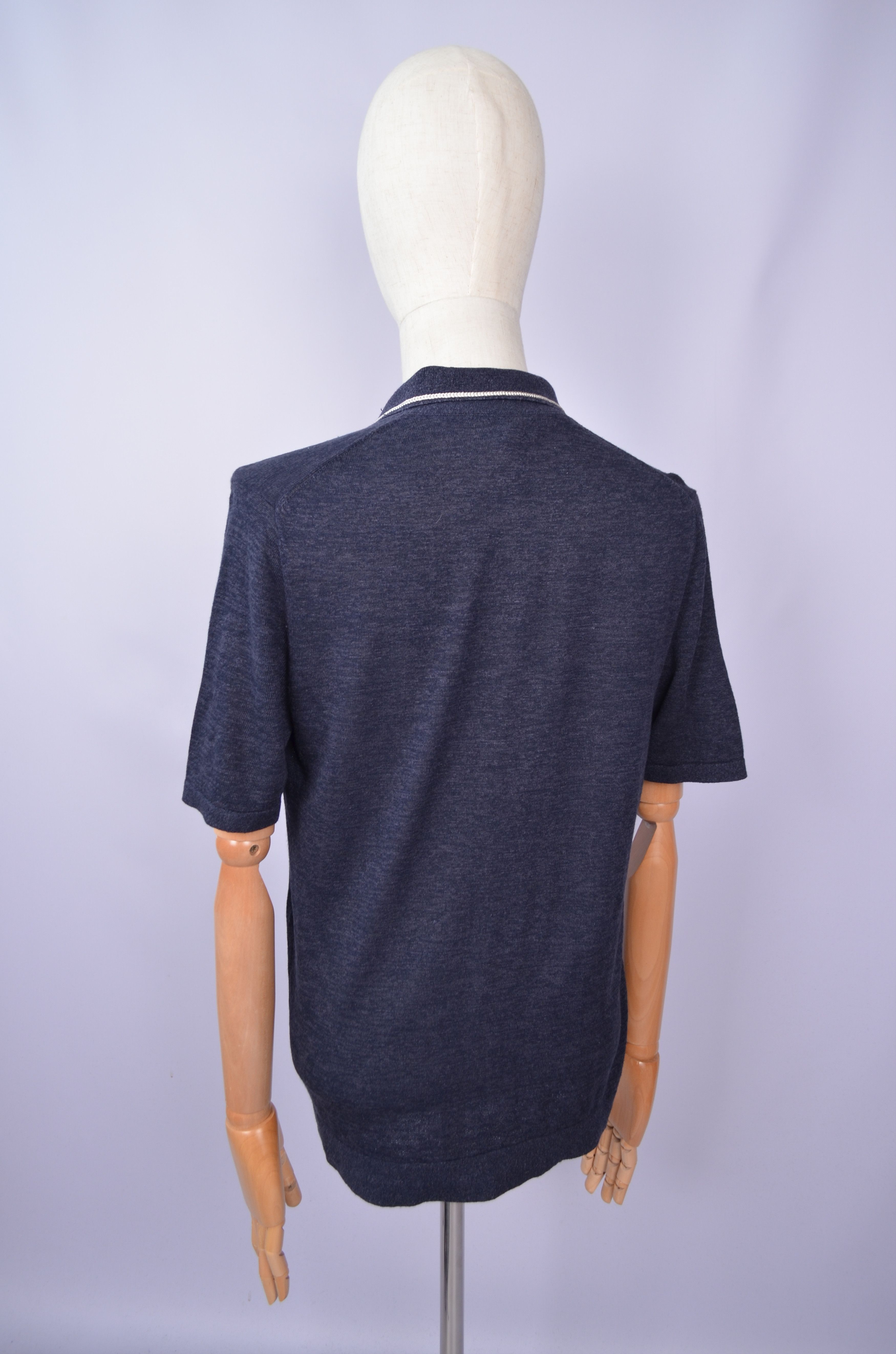 Designer × Reiss Reiss Cuban Collar Polo Shirt Linen Blend Knit Navy Size M Size US M / EU 48-50 / 2 - 5 Thumbnail