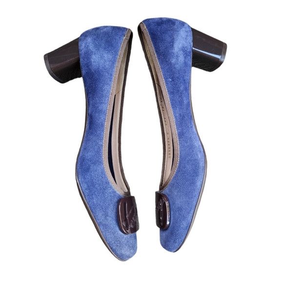 Salvatore Ferragamo suede heel shoes size 10 2A blue