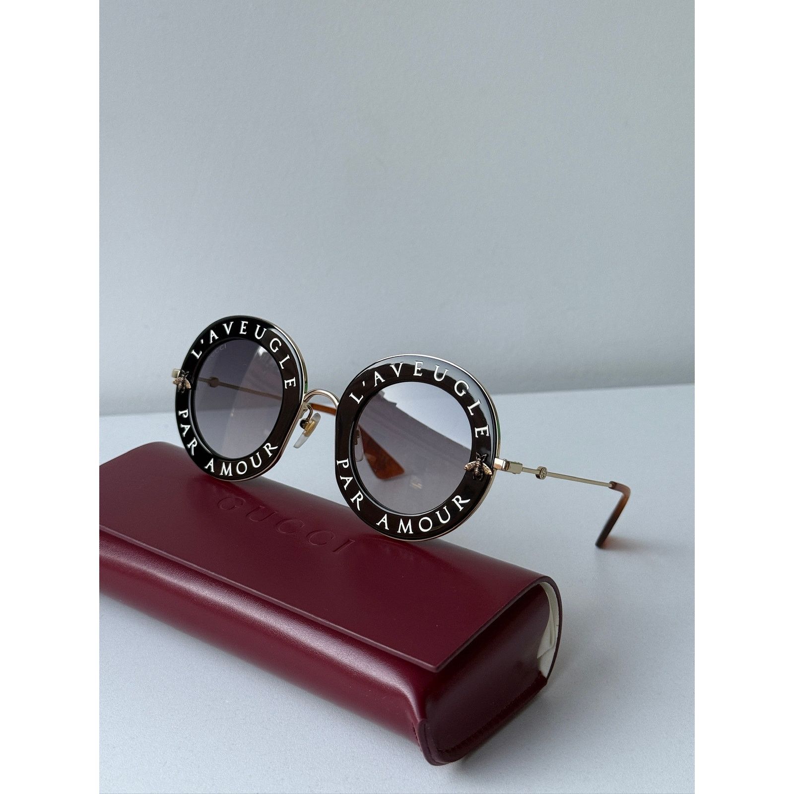 Gucci RARE! NEW Gucci GG0113S Blind for Love Black Sunglasses Size ONE SIZE - 4 Thumbnail