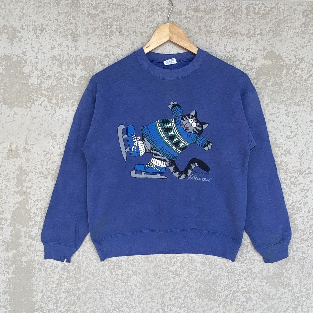 Vintage Crazy Shirt Hawaii Big Printed Crewneck NavyBlue