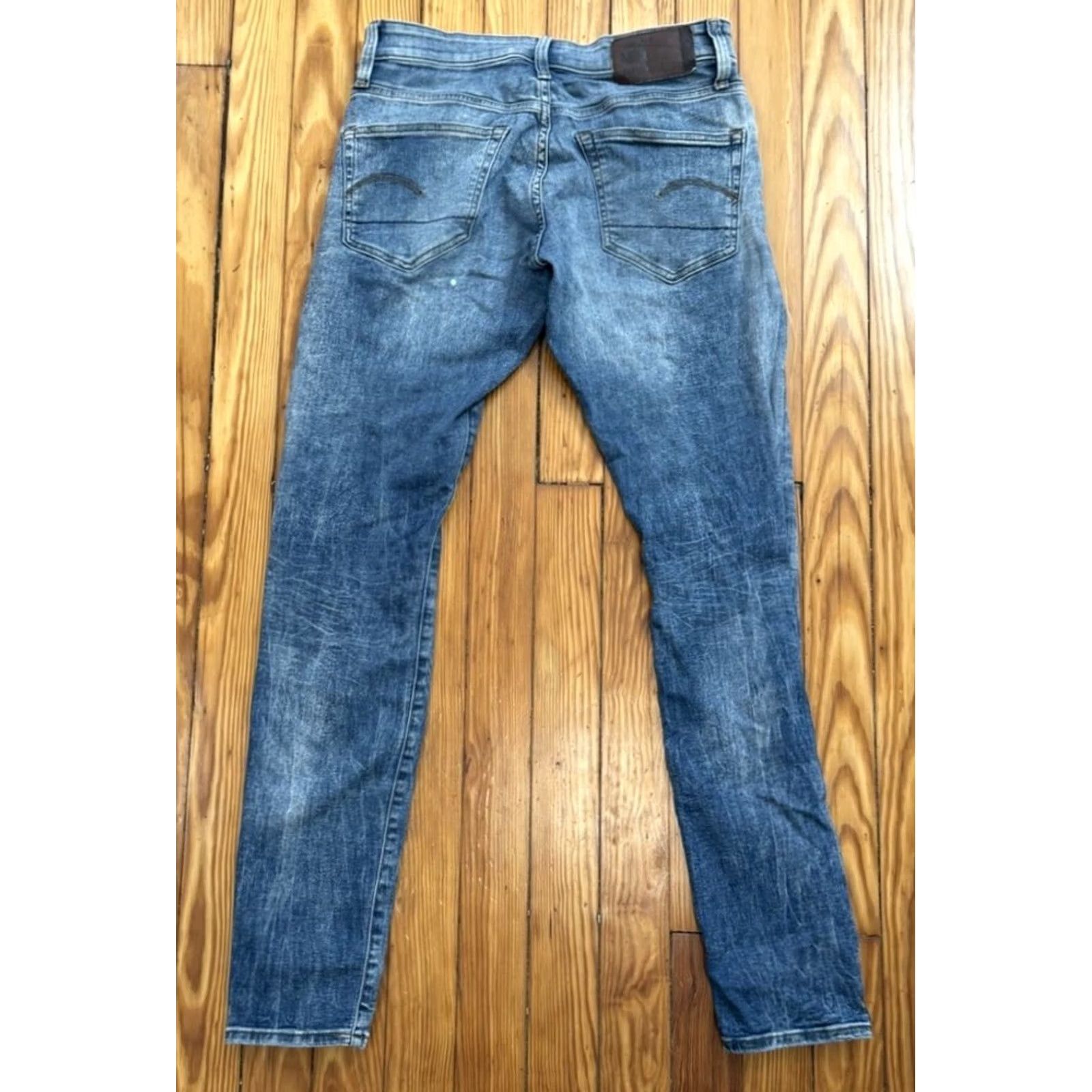 G-Star G Star Raw Jeans Mens 30x32 Blue 3301 Deconstructed Super Slim Denim Size US 30 / EU 46 - 2 Thumbnail