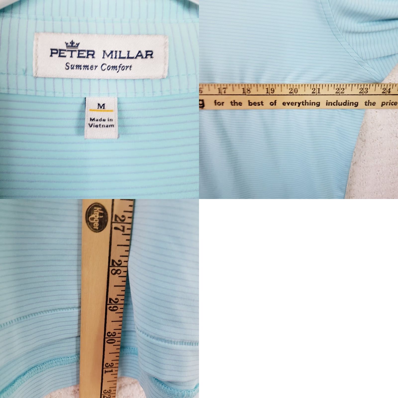 Peter Millar Peter Millar Crown Summer Comfort Striped Golf Polo Aqua Blue Striped Men's M Size US M / EU 48-50 / 2 - 8 Thumbnail