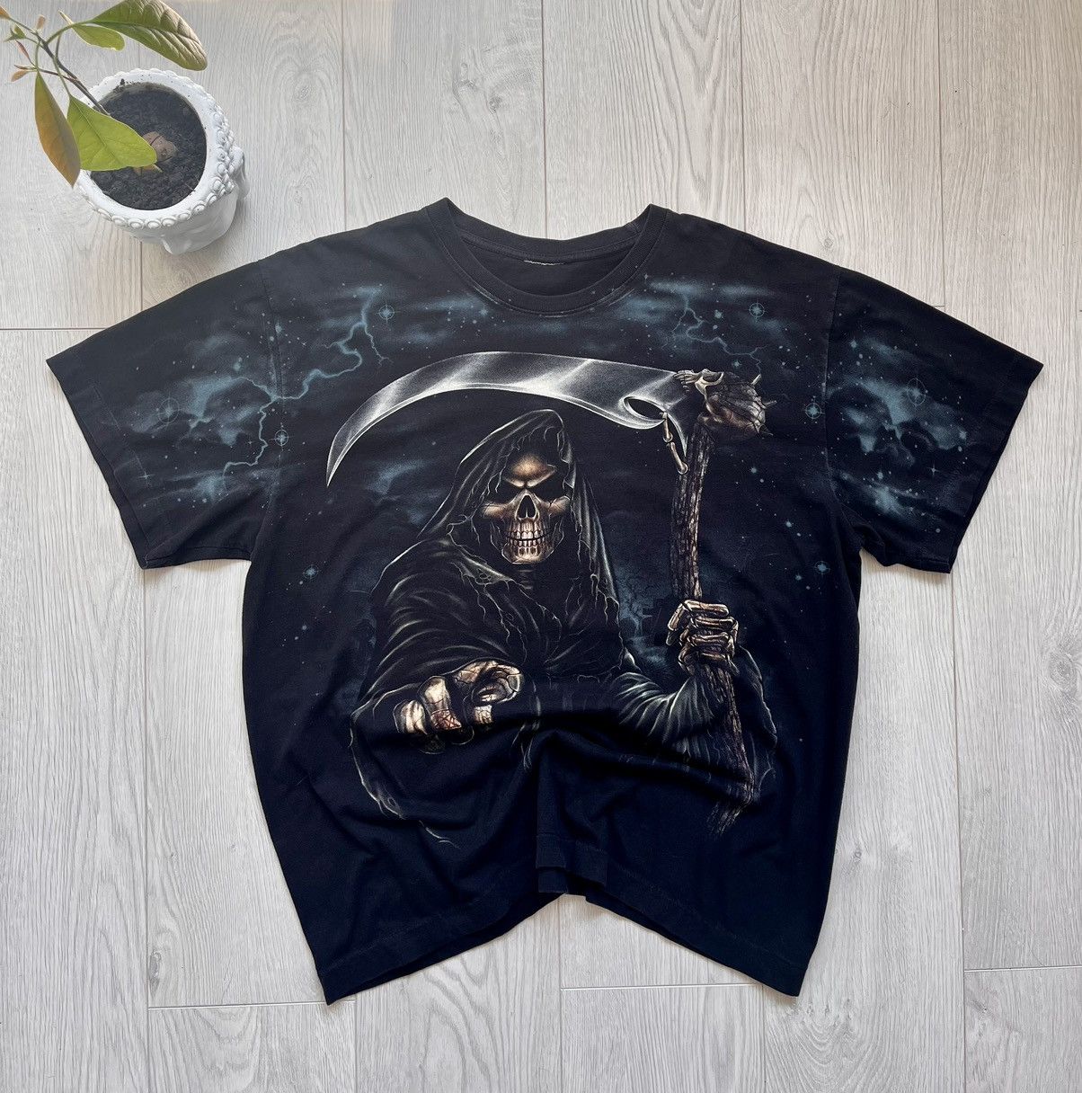 Vintage Grim Reaper vintage 90s boxy full print t shirt Size US XL / EU 56 / 4 - 1 Thumbnail