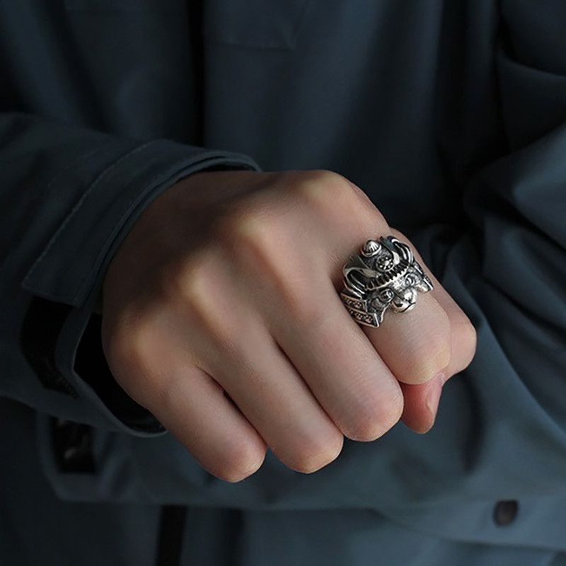 Vintage Resizable Retro Samurai Cat Ring Size ONE SIZE - 6 Thumbnail