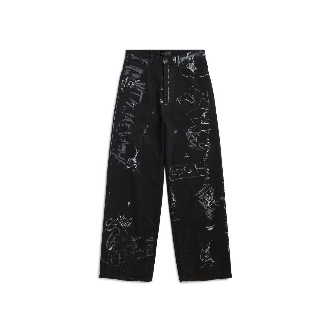 o1mt1gz0325 Graffiti Baggy Pant in Black