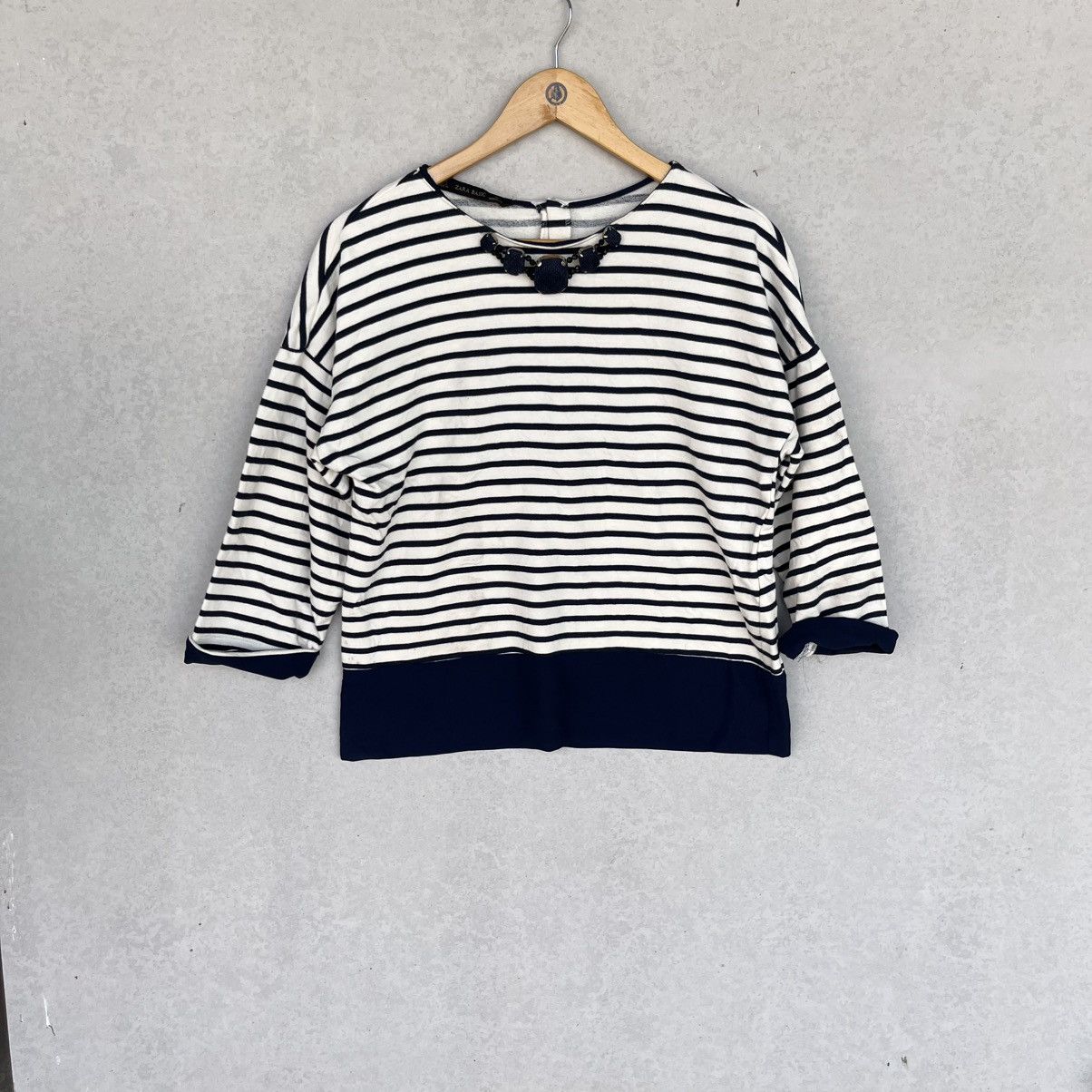 Other Vintage Zara Striped Navy & White Top Size S Size S / US 4 / IT 40 - 1 Thumbnail