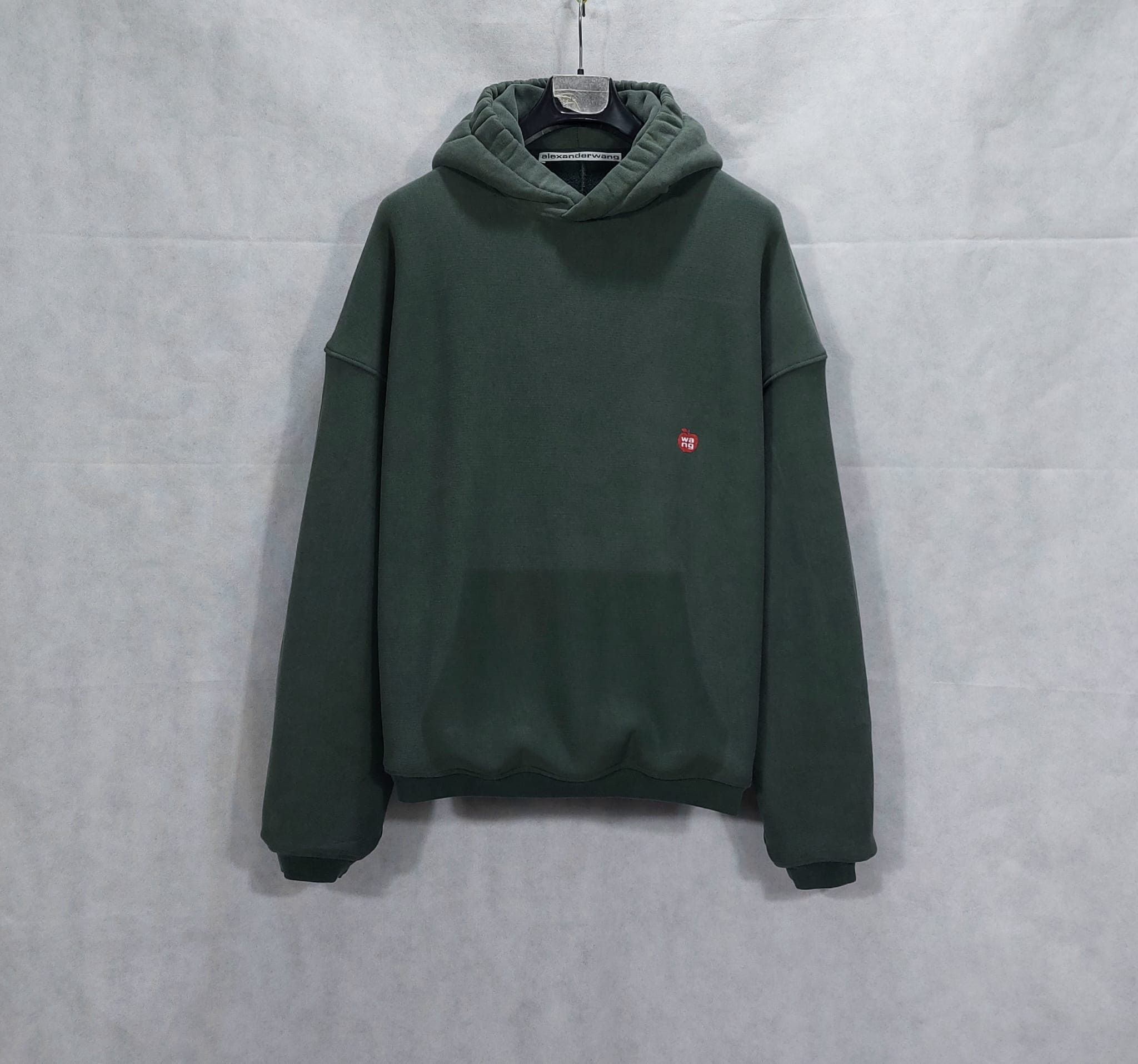 image of Alexander Wang Apple Logo Hoodie in Dark Green, Men's (Size Small)