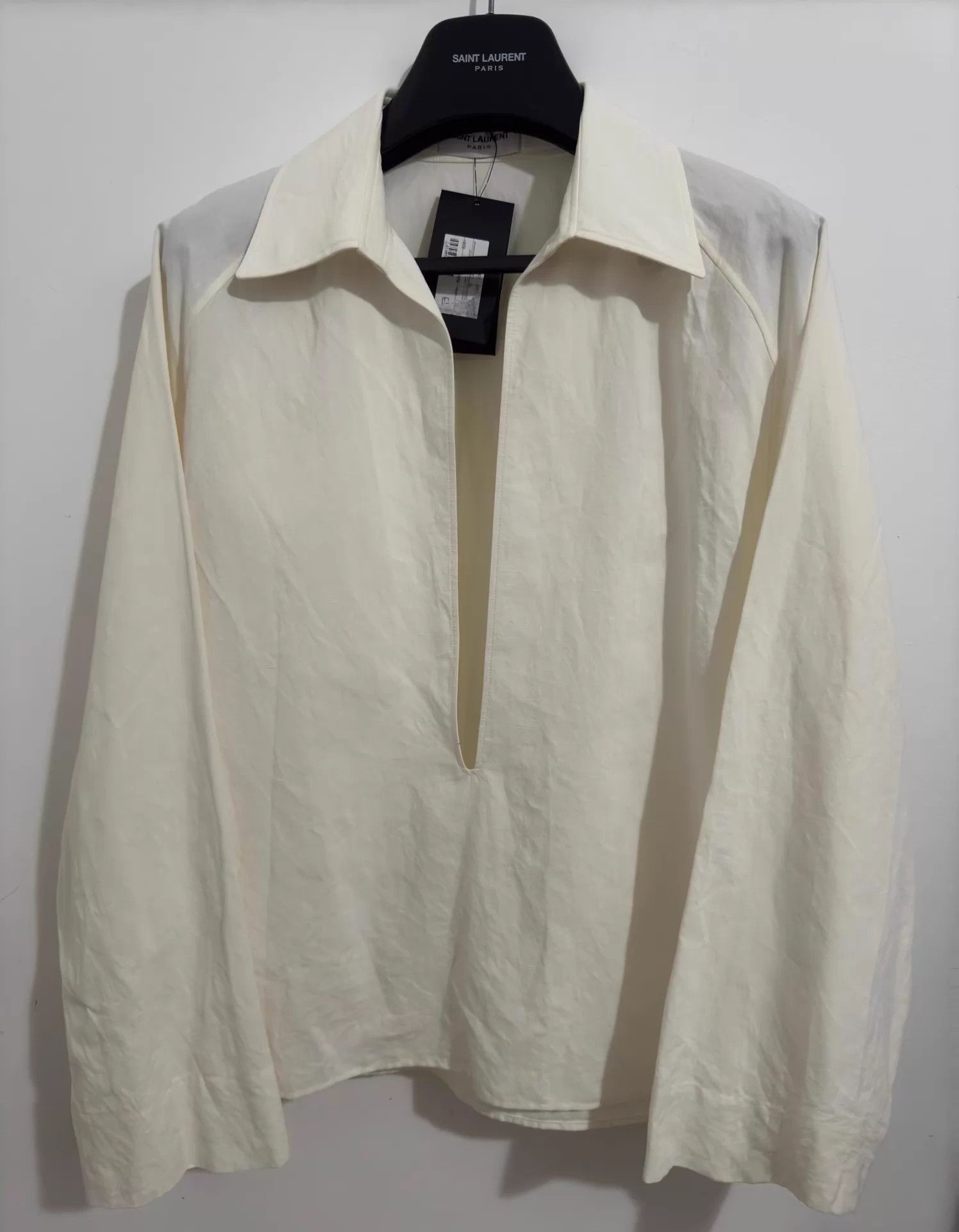Saint Laurent Paris Beige Long Sleeve Collared Shirt Size US S / EU 44-46 / 1 - 1 Thumbnail
