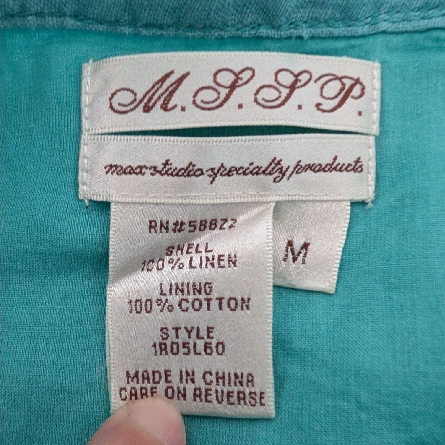 Designer Max Studio 100% Linen Dress Womens Size Medium Blue V Neck Size M / US 6-8 / IT 42-44 - 4 Thumbnail