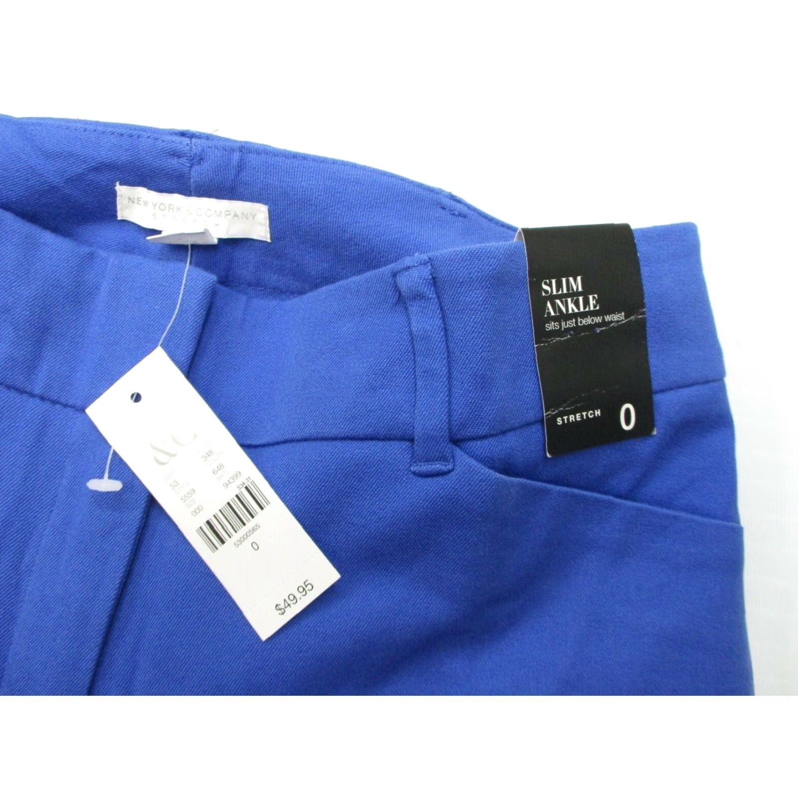 Vintage NY&C Pants Women's Size 0 Stretch Flat Front Blue Slim Ankle Size 25" / US 0 / IT 36 - 3 Thumbnail