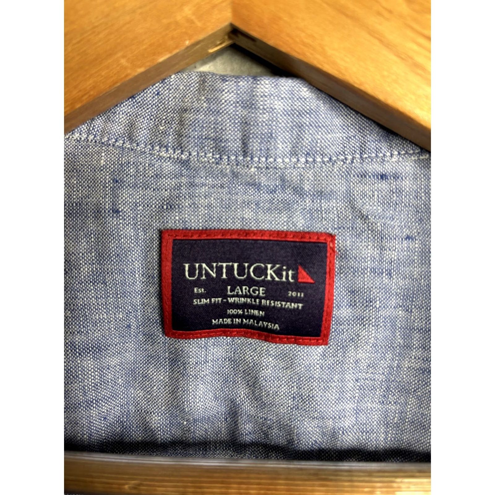 UNTUCKit UNTUCKit Shirt Mens L Blue Linen Short Sleeve Button Slim Fit Casual Size US L / EU 52-54 / 3 - 3 Thumbnail