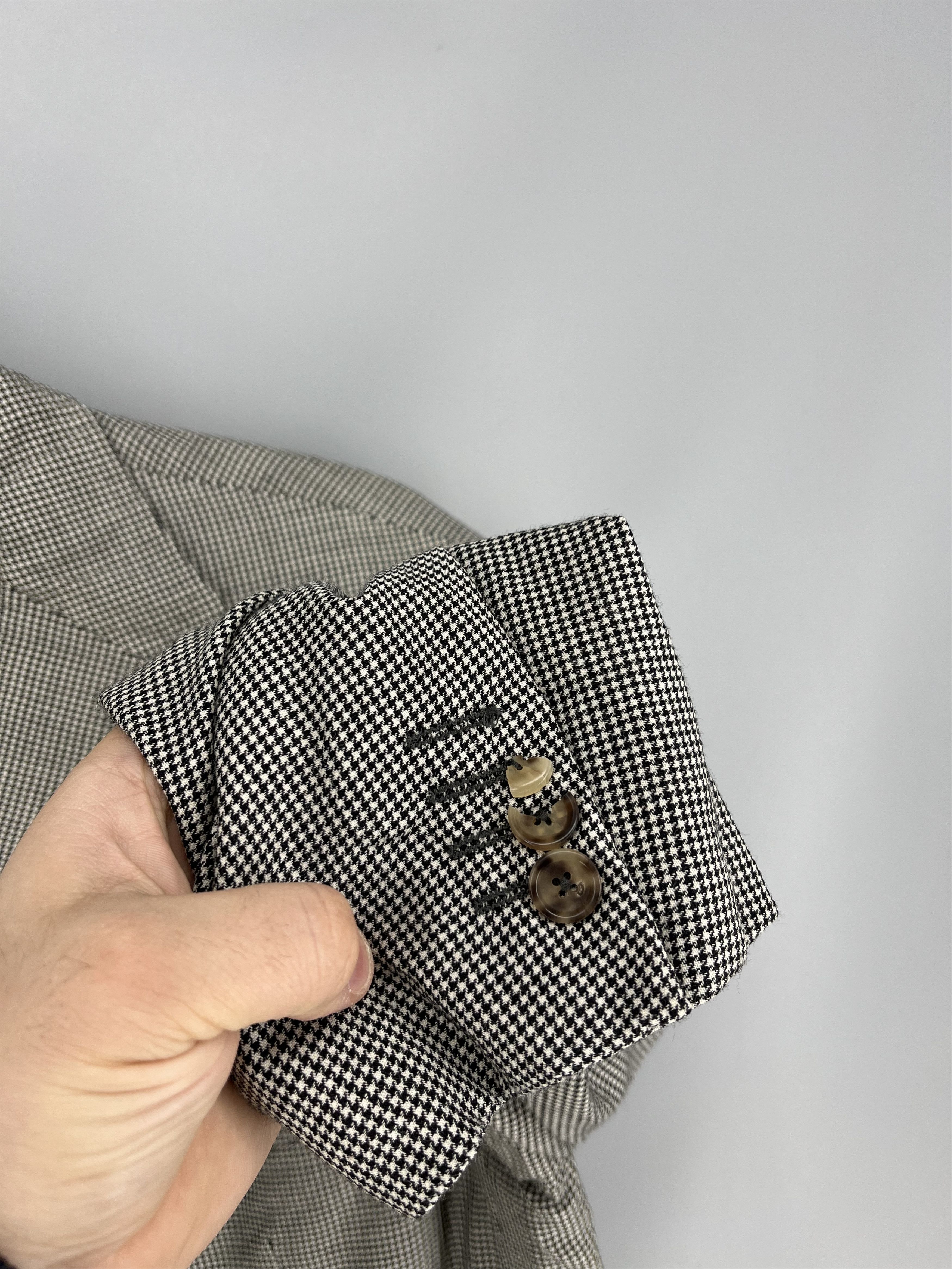 Pal Zileri PAL ZILERI Blazer Jacket Grey Houndstooth Wool 3 Button Size 52R - 6 Thumbnail