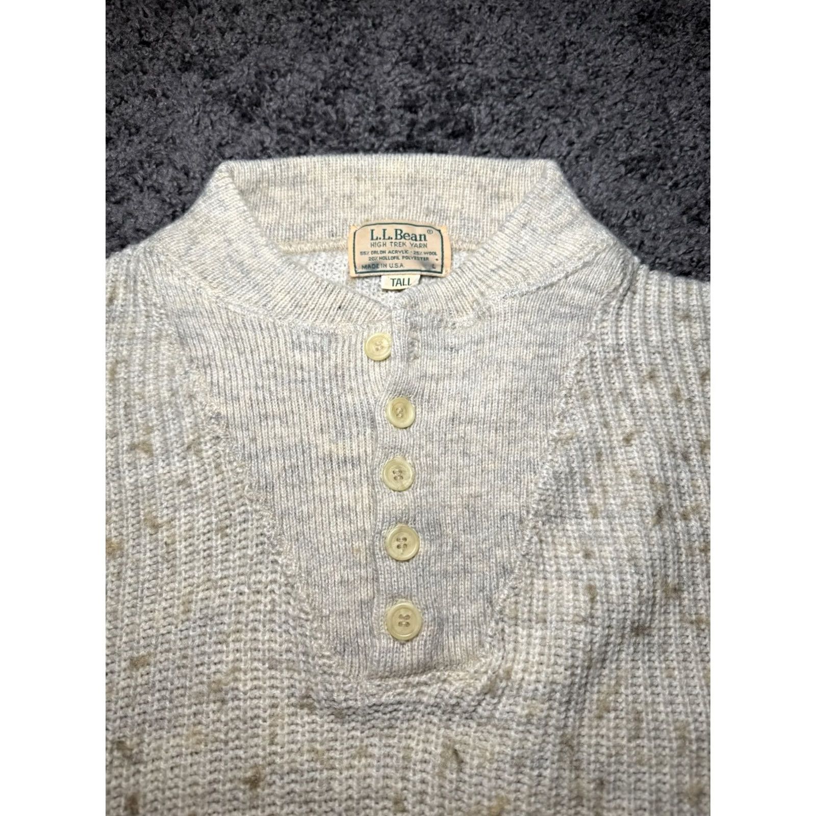 Vintage VINTAGE LL Bean Mens Large Long Henley Knit Wool Sweater Button Heavyweight USA Shirt Mens Large Beige 90s USA Size US L / EU 52-54 / 3 - 4 Thumbnail
