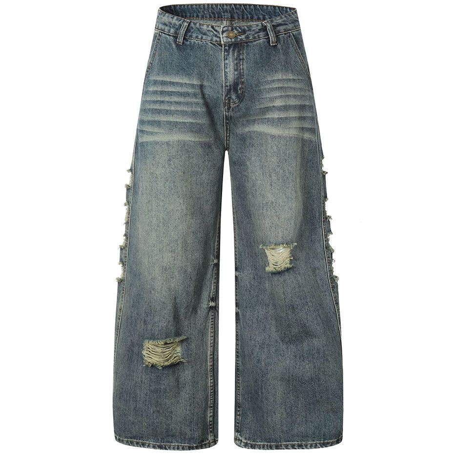 Japanese Brand × Jean Vintage Blue Baggy Ripped Loose Jeans Size US 29 - 1 Thumbnail