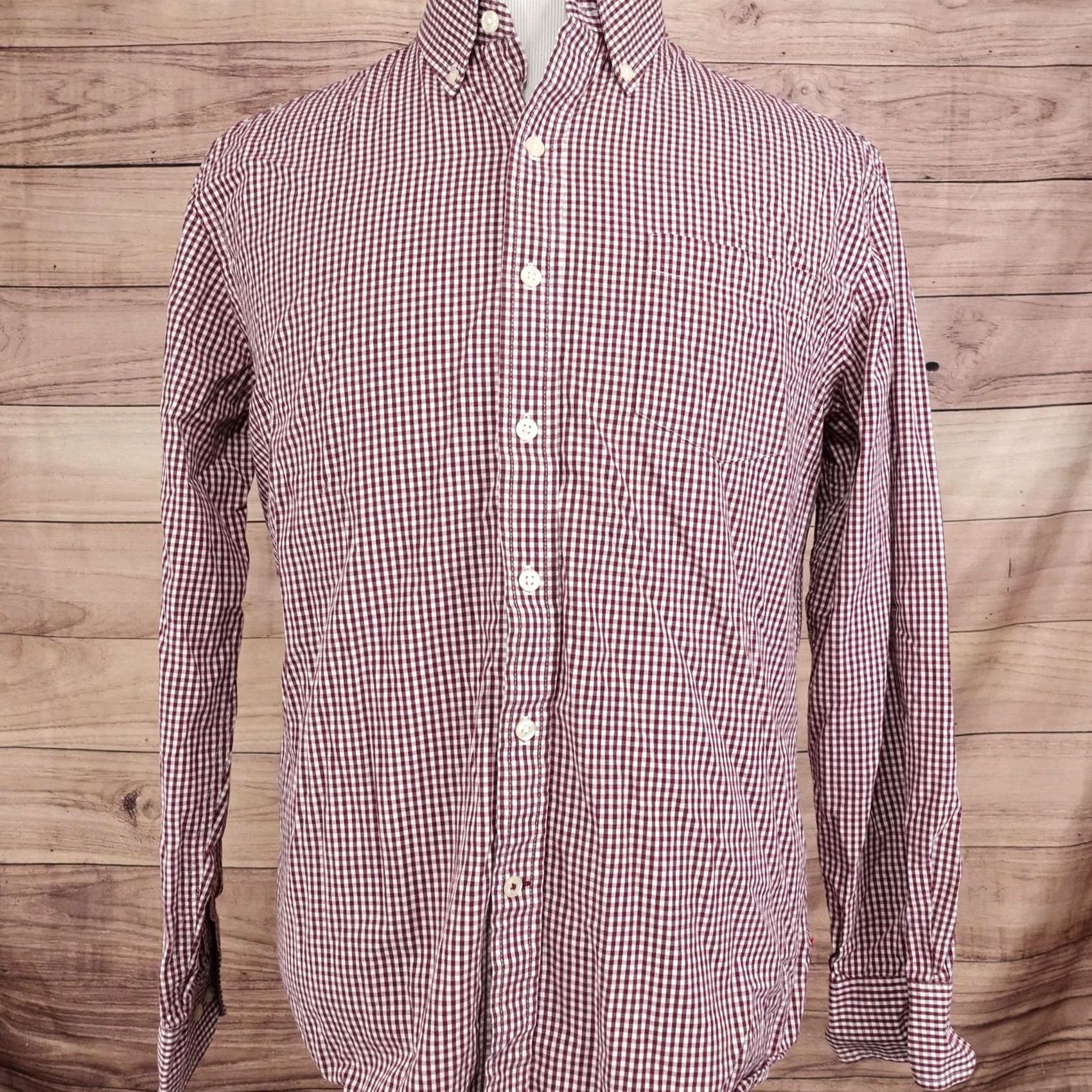 Izod IZOD Shirt Mens L Red Check Long Sleeve Button-Up Slim Fit Collared Pocket Size US L / EU 52-54 / 3 - 3 Thumbnail