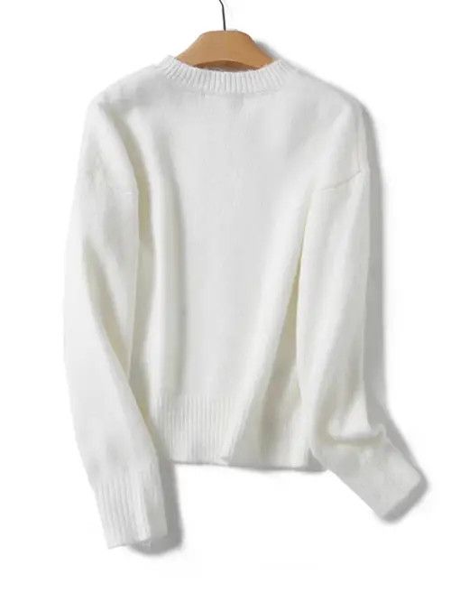 Japanese Brand White flower embroidered crew neck sweater Size S / US 4 / IT 40 - 2 Thumbnail