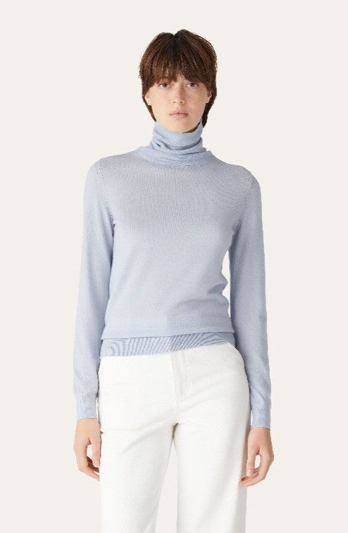 Loro Piana o1srvl11e0824 Neo Piuma Turtleneck Sweater in Light Blue Size M / US 6-8 / IT 42-44 - 2 Thumbnail