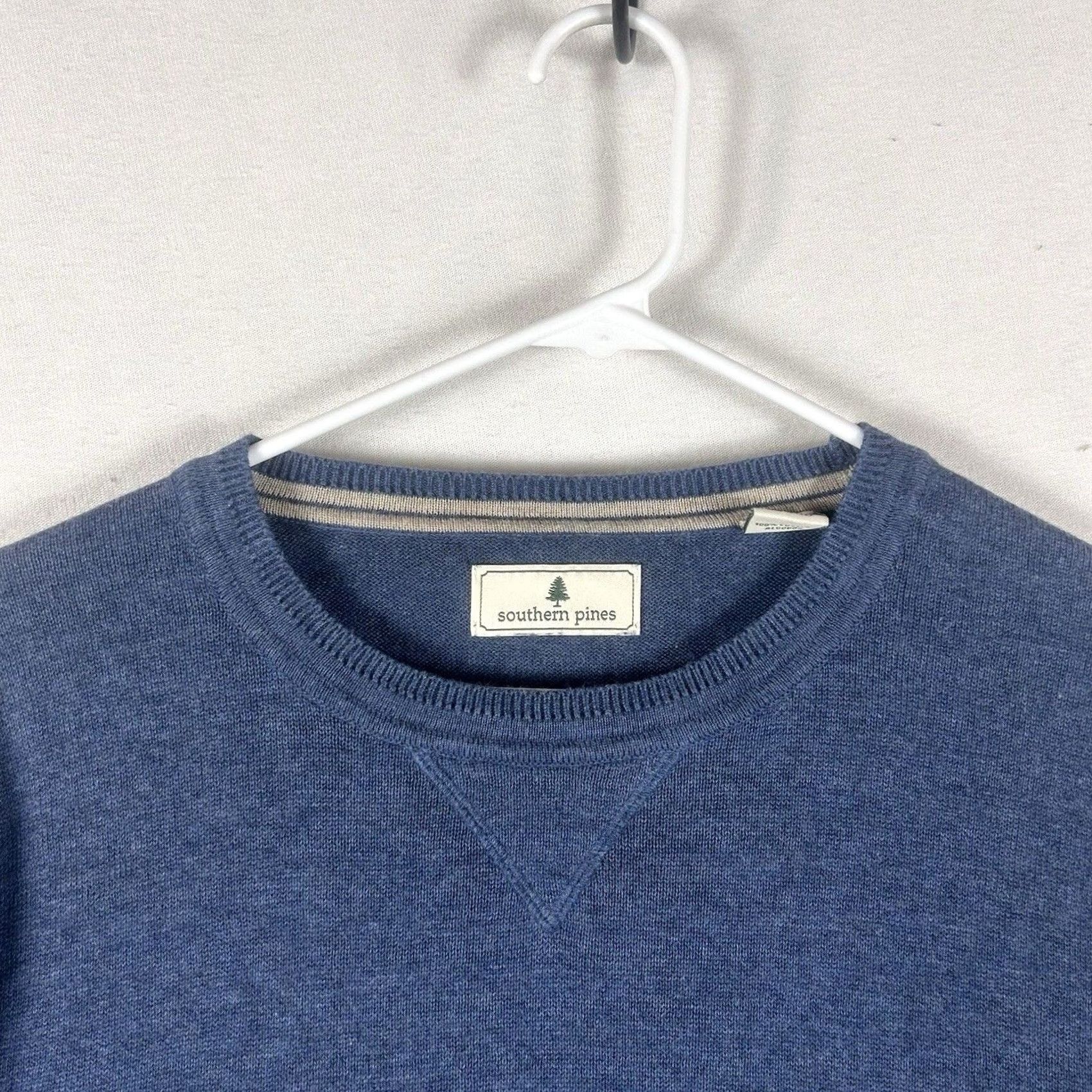Vintage Southern Pines Golf Sweater Mens XL Blue Long Sleeve Pullover Crew Neck Casual Knit Cotton 100% All Seasons Size US XL / EU 56 / 4 - 2 Thumbnail
