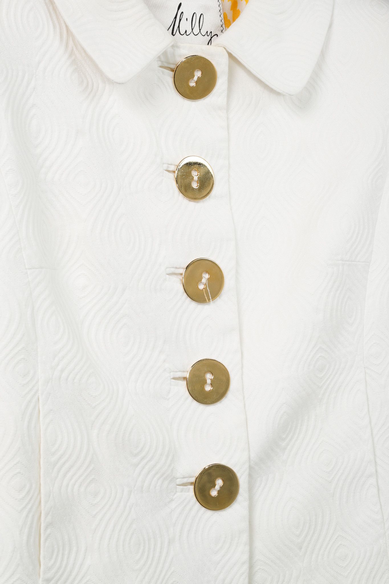 MILLY Milly SS/08 Runway White Cotton-Jacquard Cropped Jacket Size S / US 4 / IT 40 - 4 Thumbnail