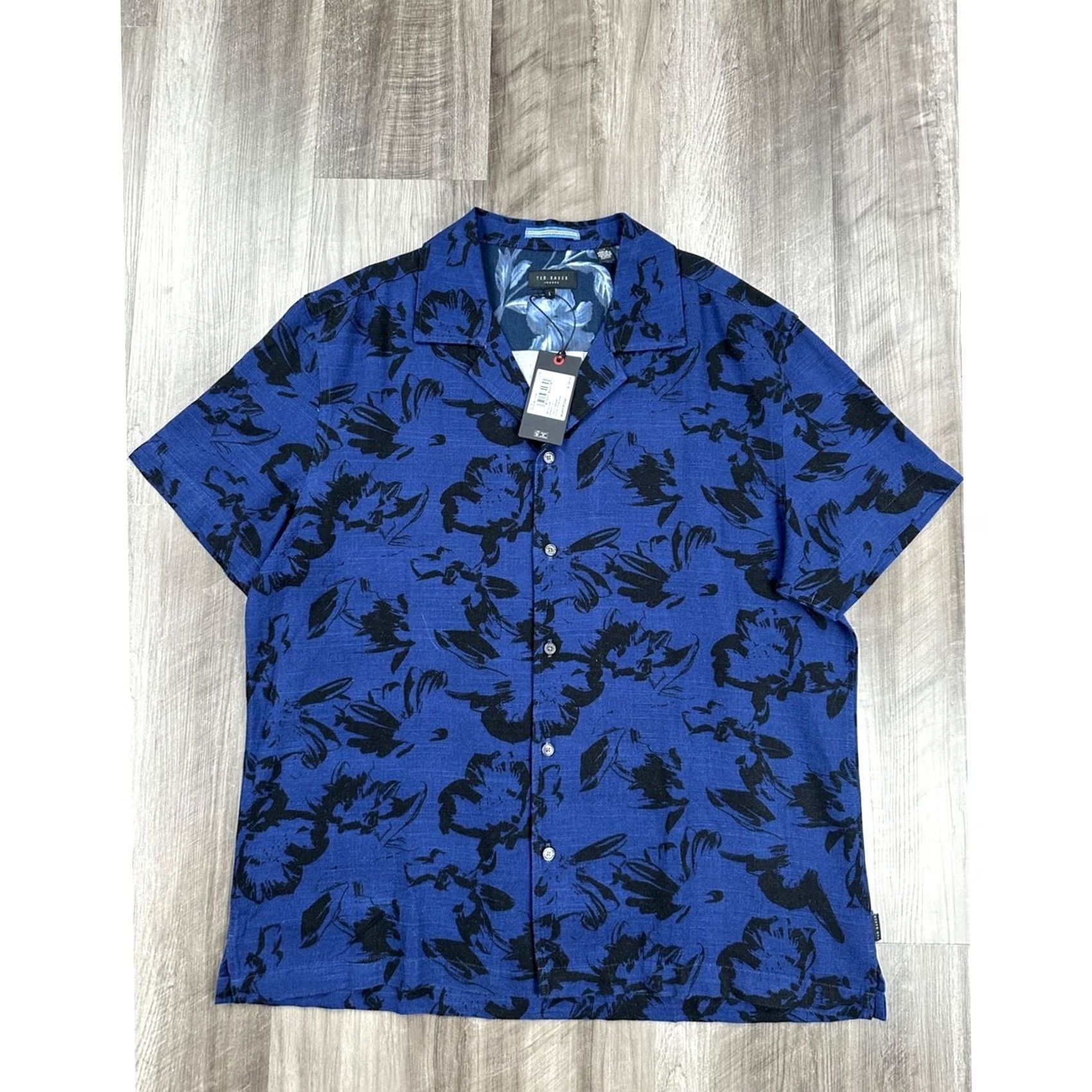 Ted Baker Ted Baker London Shirt Mens Large Midnight Sail Viscose Blend Camo Blue Shirt Size US L / EU 52-54 / 3 - 3 Thumbnail