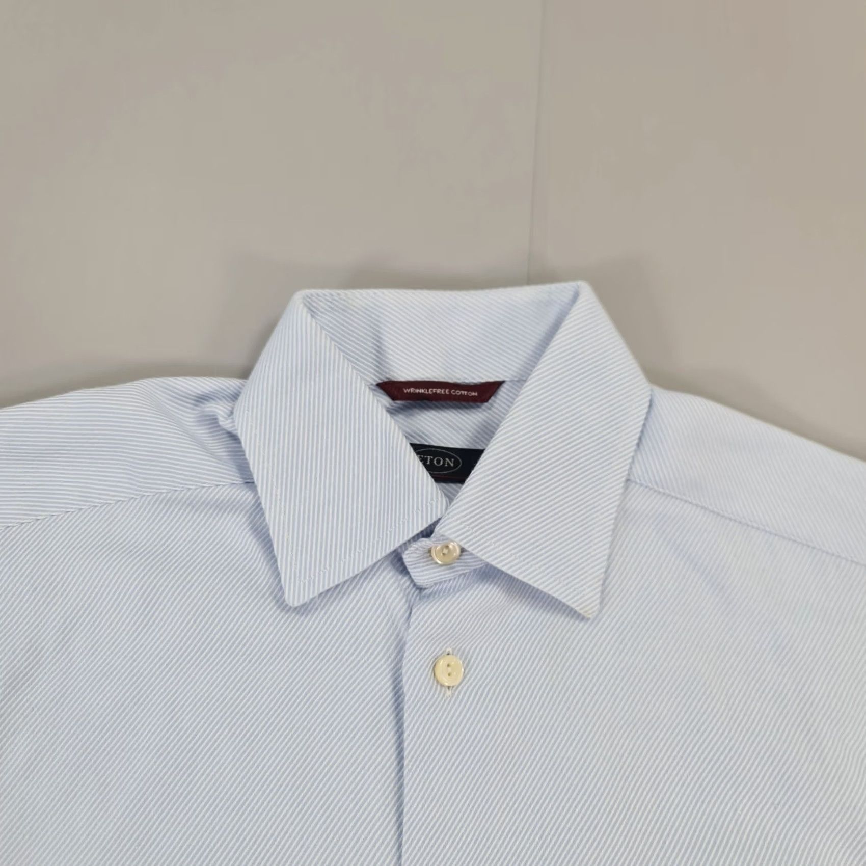 Eton ETON Mens Shirt Blue 15 Diagonal Stripe Wrinkle Free Cotton Button Up Shirt Men 15 N/A Size US M / EU 48-50 / 2 - 3 Thumbnail