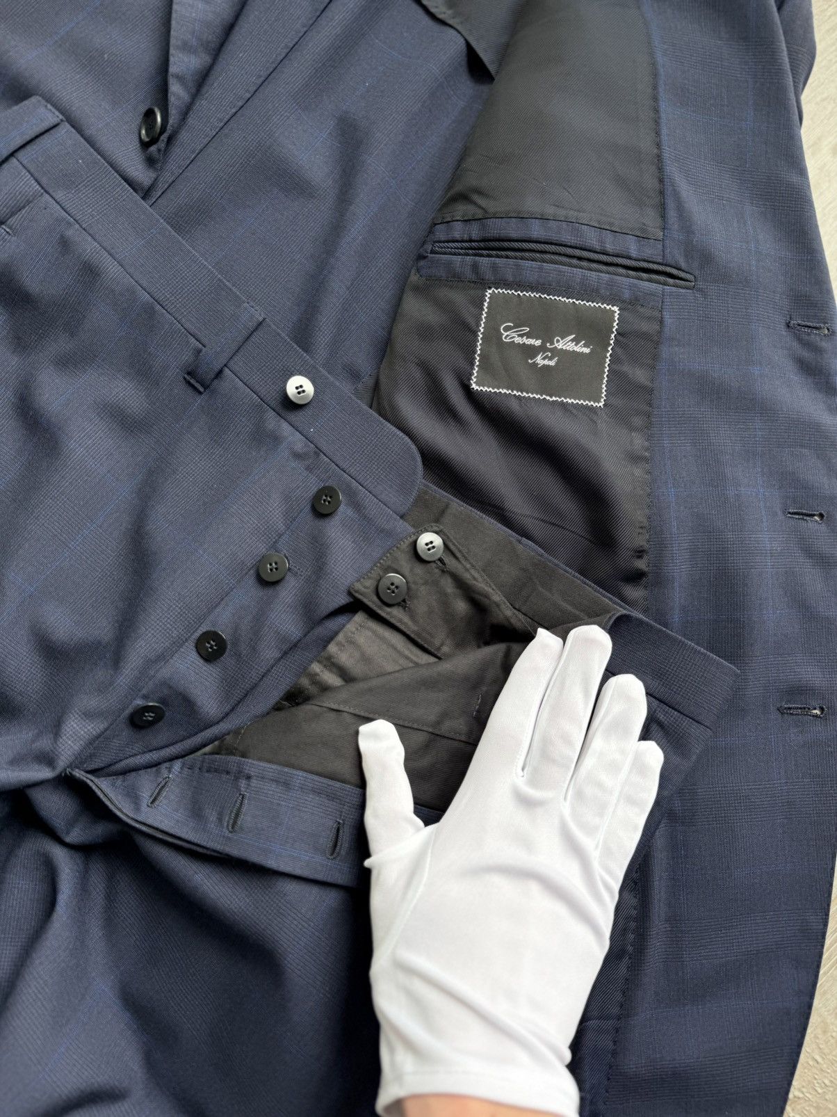 Cesare Attolini Cesare Attolini 3-Button Navy Suit Wool Mohair IT 56 Drop 7R Size 46R - 13 Thumbnail