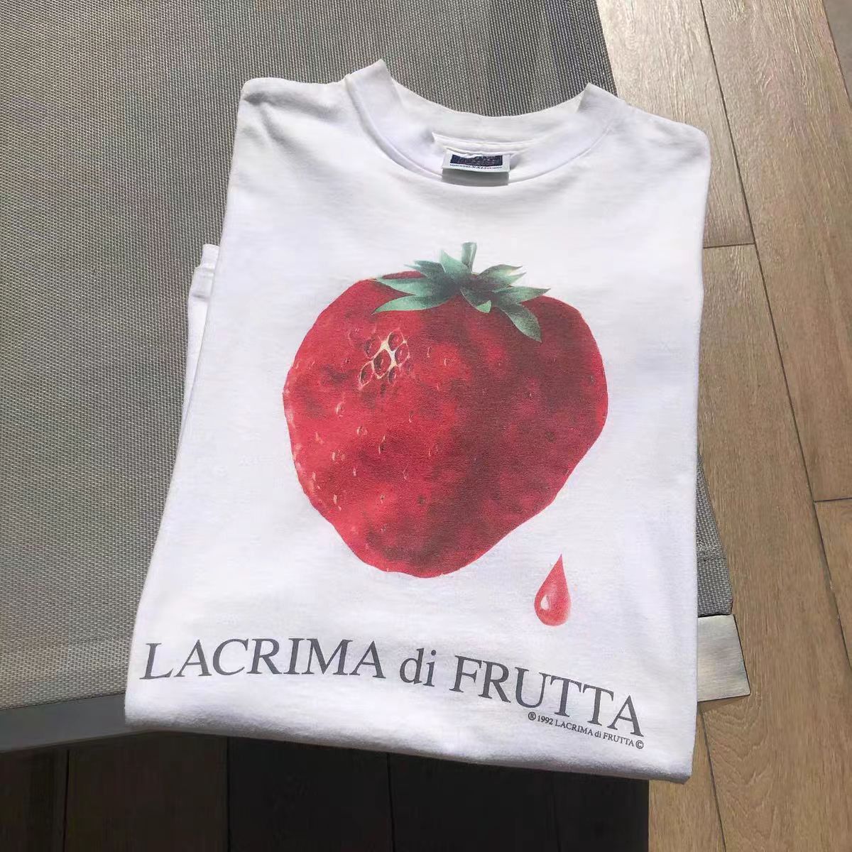 Vintage White Vintage Strawberry-Print Cotton T-Shirt Size US M / EU 48-50 / 2 - 2 Thumbnail