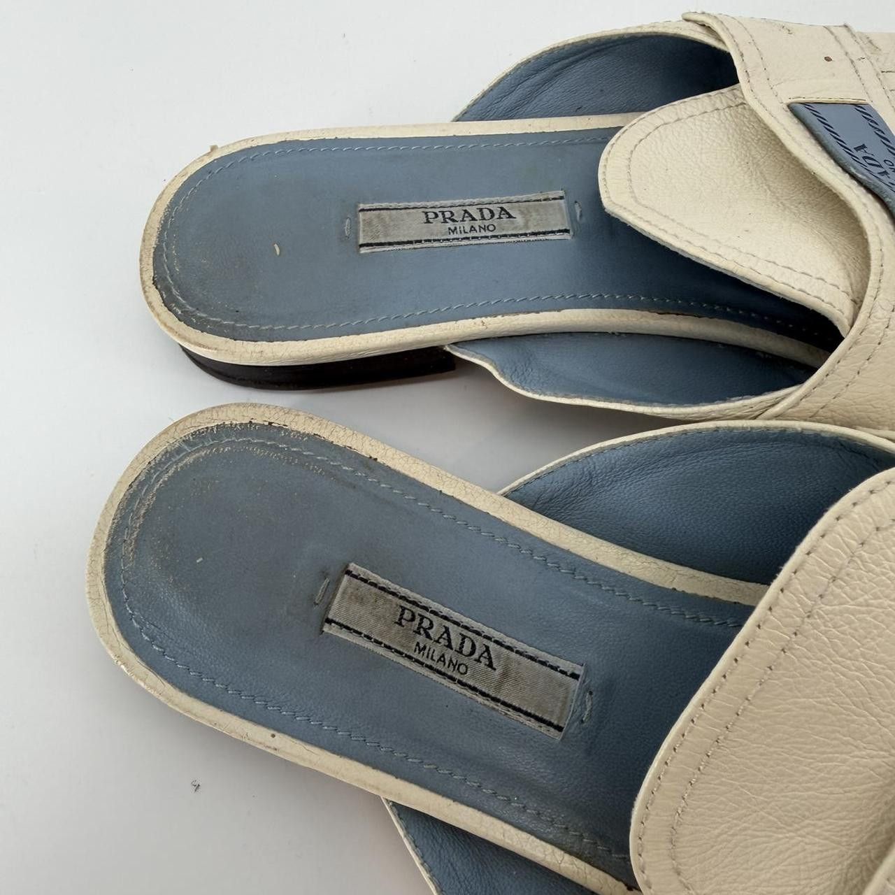 Prada Prada White Leather Mules Size Size US 7.5 / IT 37.5 - 4 Thumbnail