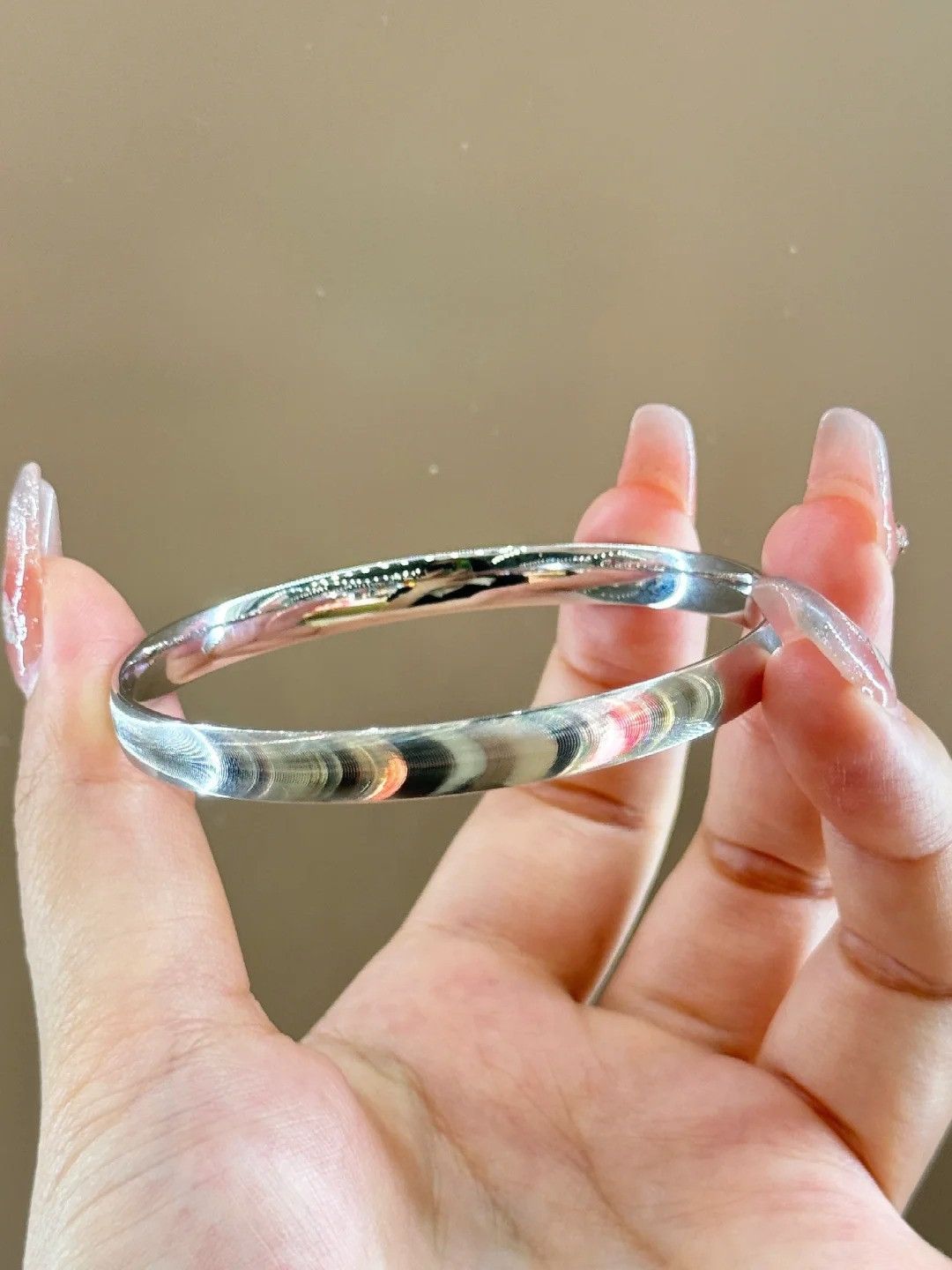 Other Handmade Cat-Eye Sterling Silver Bangle – Minimalist Shine Size ONE SIZE - 2 Thumbnail