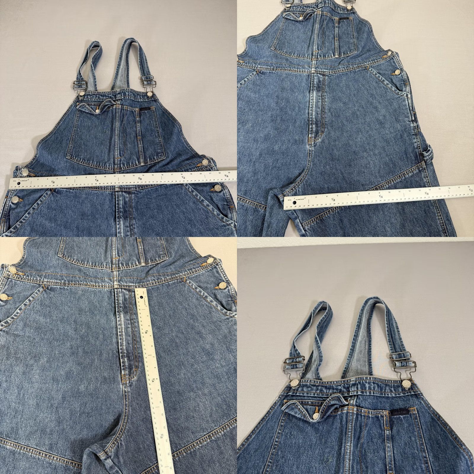 Calvin Klein VINTAGE Calvin Klein Jeans Overalls Mens XL Blue Denim Bib Carpenter Pants 90s Size US 36 / EU 52 - 8 Thumbnail