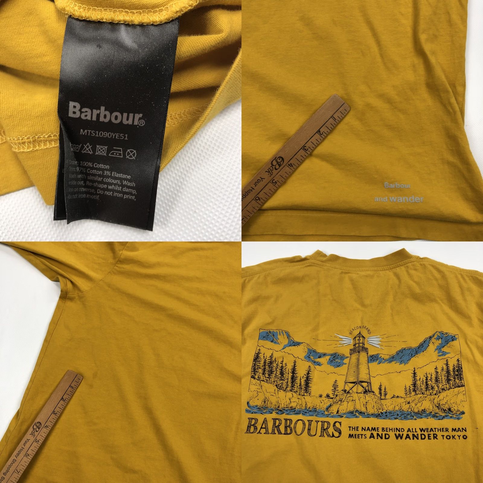 Barbour Barbour and Wander T-Shirt Mens XXL Yellow Lighthouse Graphic Print Crew Neck Long Sleeve Pocket Graphic Tee Size US XXL / EU 58 / 5 - 8 Thumbnail