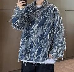 Japanese Brand Vintage street punk washed faded ripped denim jacket Size US XL / EU 56 / 4 - 7 Thumbnail