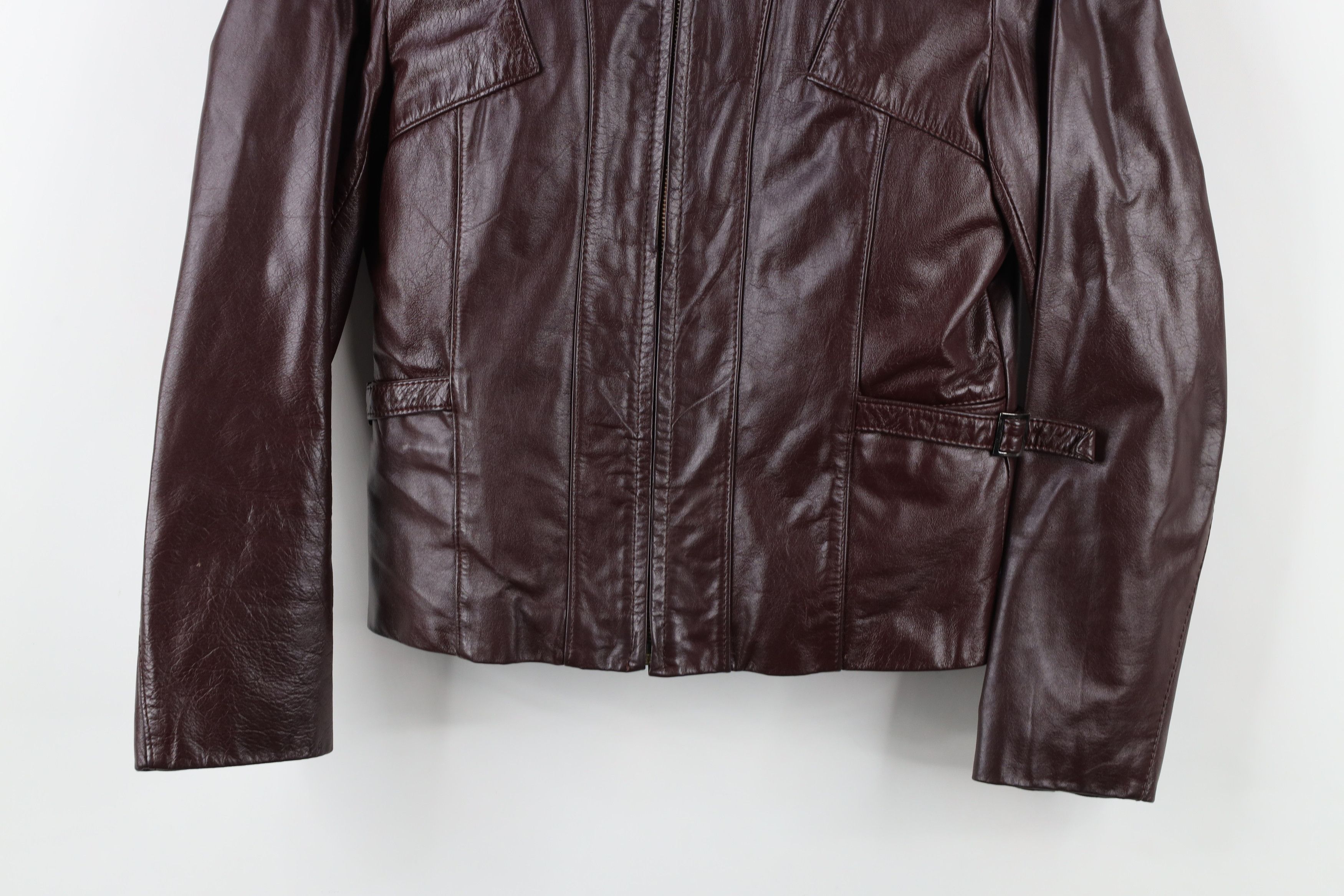 Vintage Vintage 80s 90s Streetwear Buckle Leather Jacket Oxblood Size L / US 10 / IT 46 - 3 Thumbnail