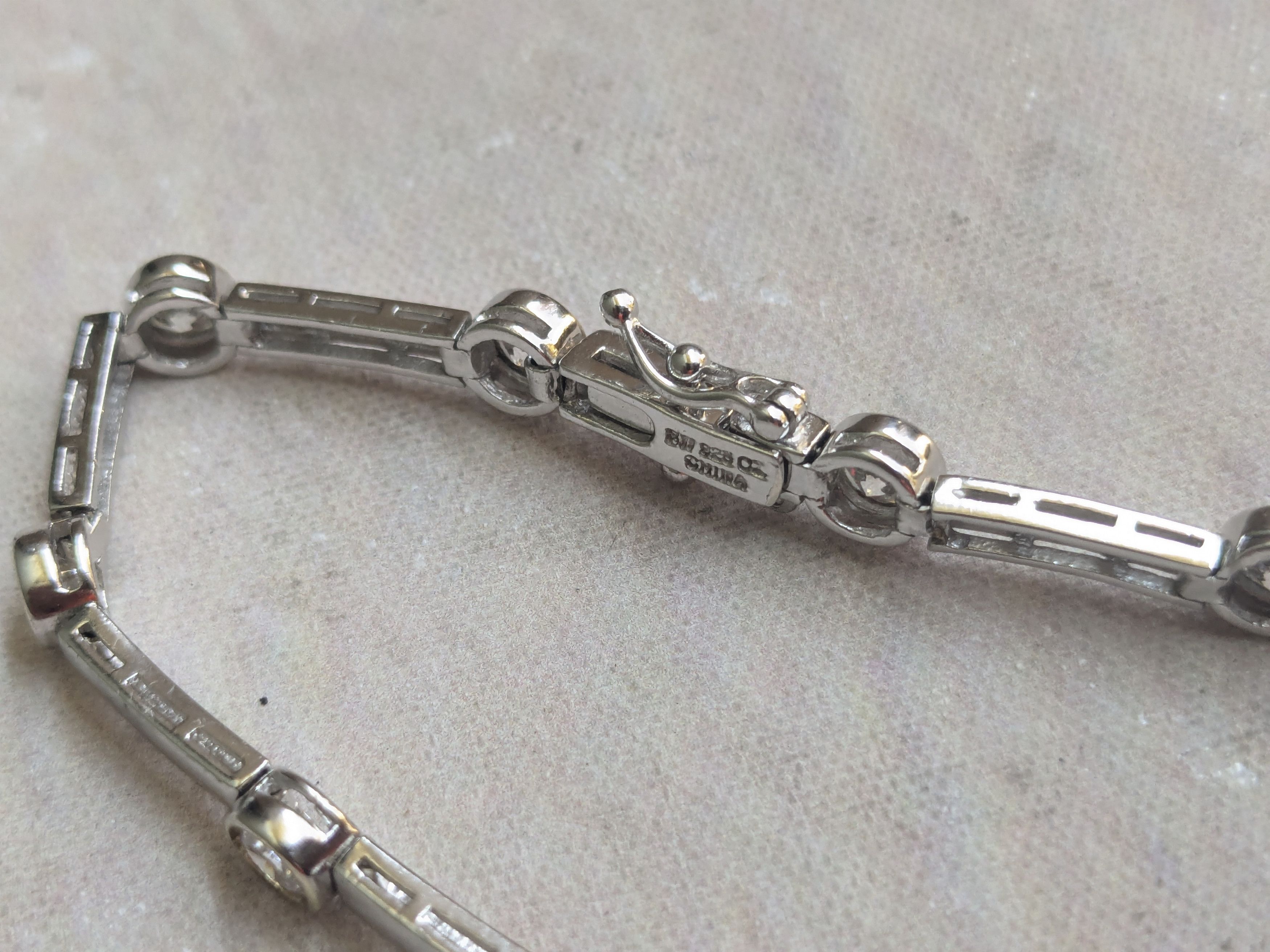 Sterling Silver Sterling Silver Tennis Bracelet 6.75" Clear CZ Size ONE SIZE - 6 Thumbnail