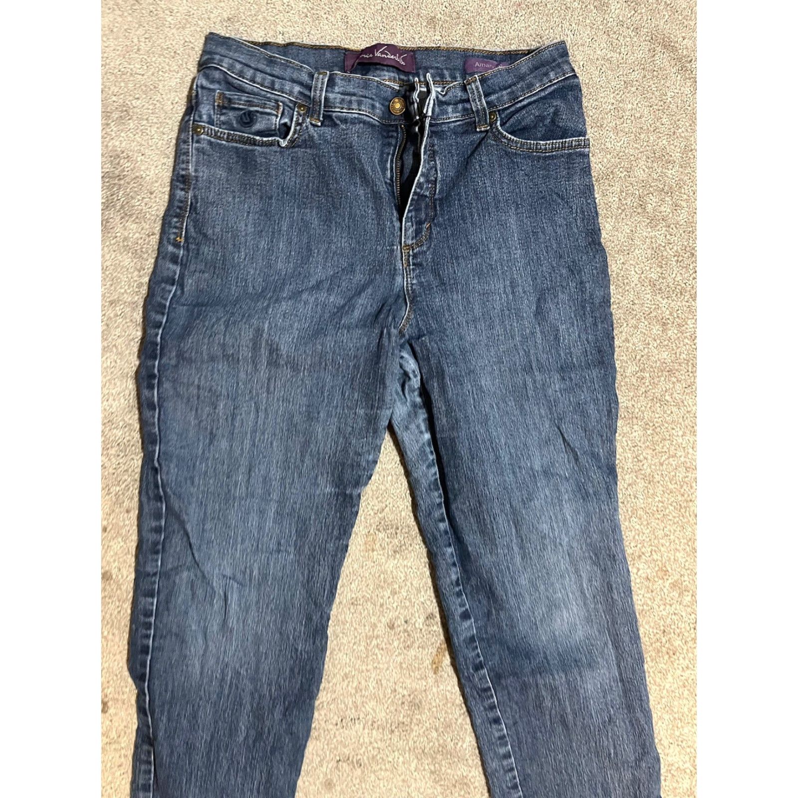 Gloria Vanderbilt Gloria Vanderbilt Jeans Womens 10 Blue Amanda Distres Straight Regular Denim Jeans Size 33" - 2 Thumbnail