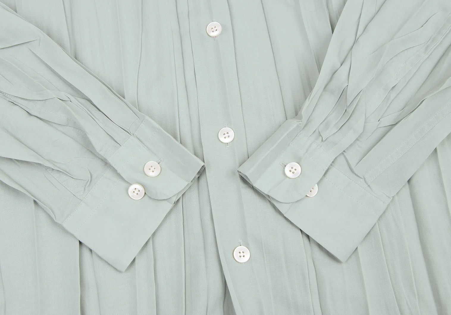 Issey Miyake Long Sleeve Pleated Shirt in Light Green Size US XL / EU 56 / 4 - 11 Thumbnail
